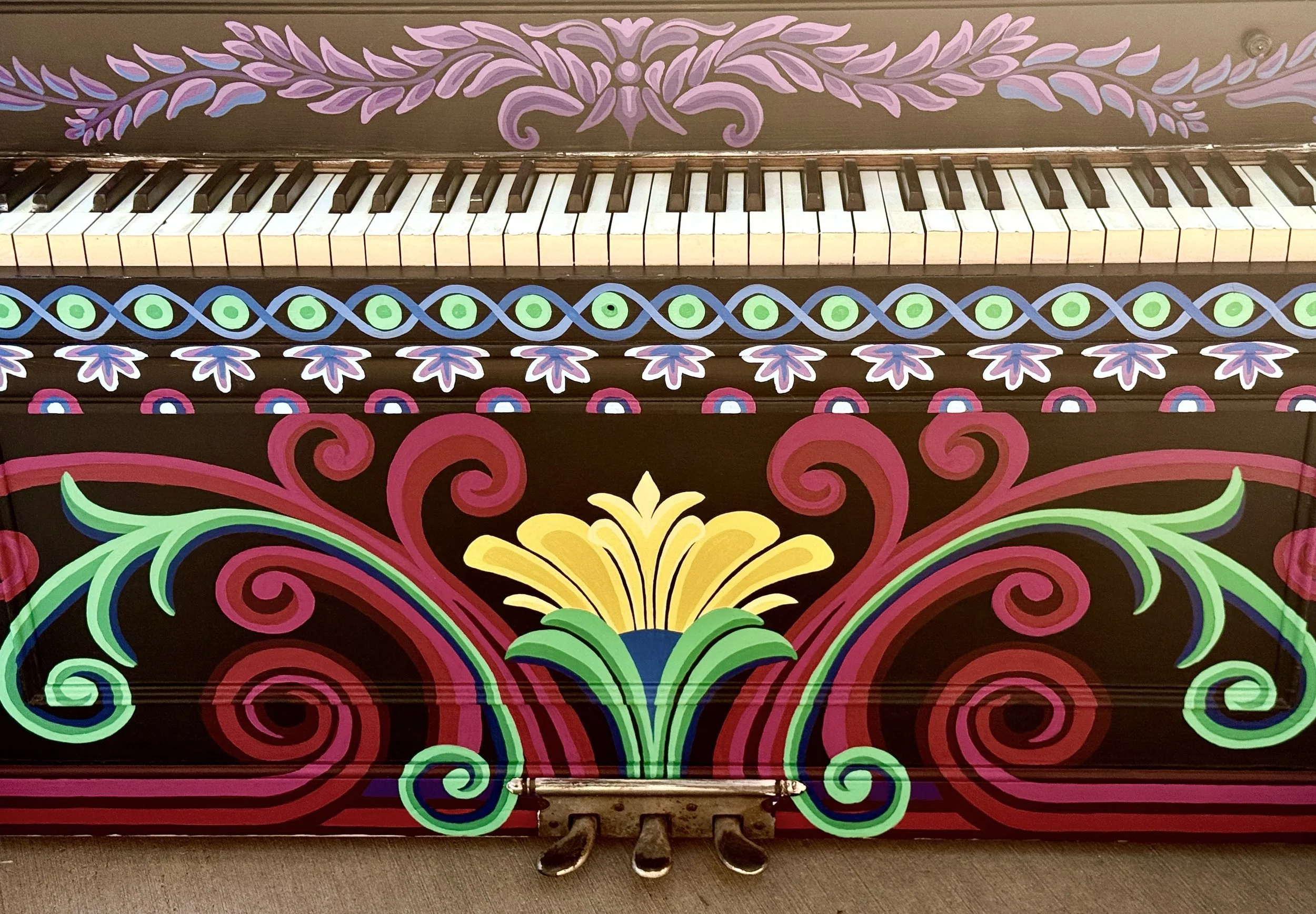 "The Design of Rhythm" painted piano (detail), 2026