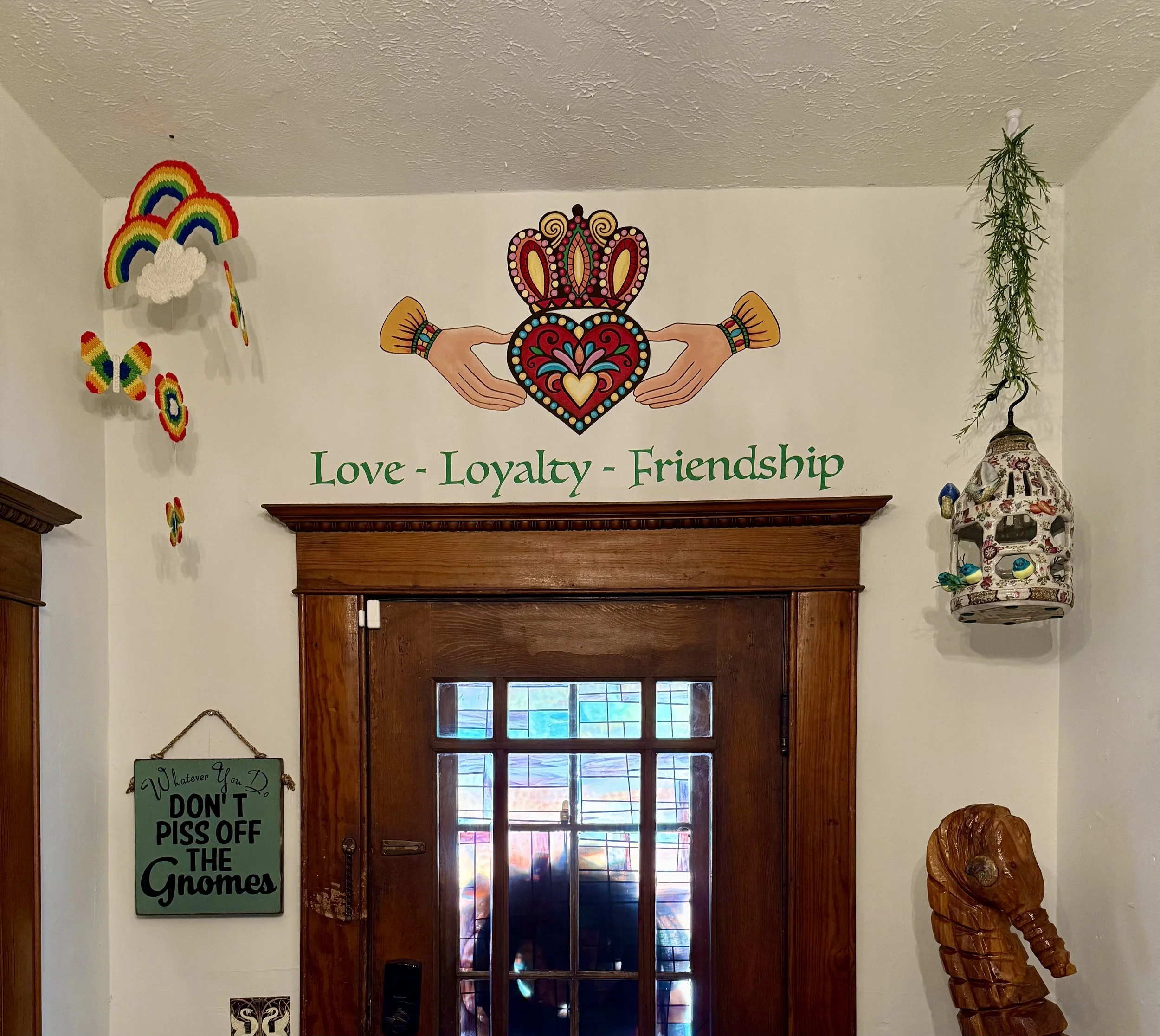 Claddagh symbol & lettering for private residence, Colorado Springs, CO, 2025