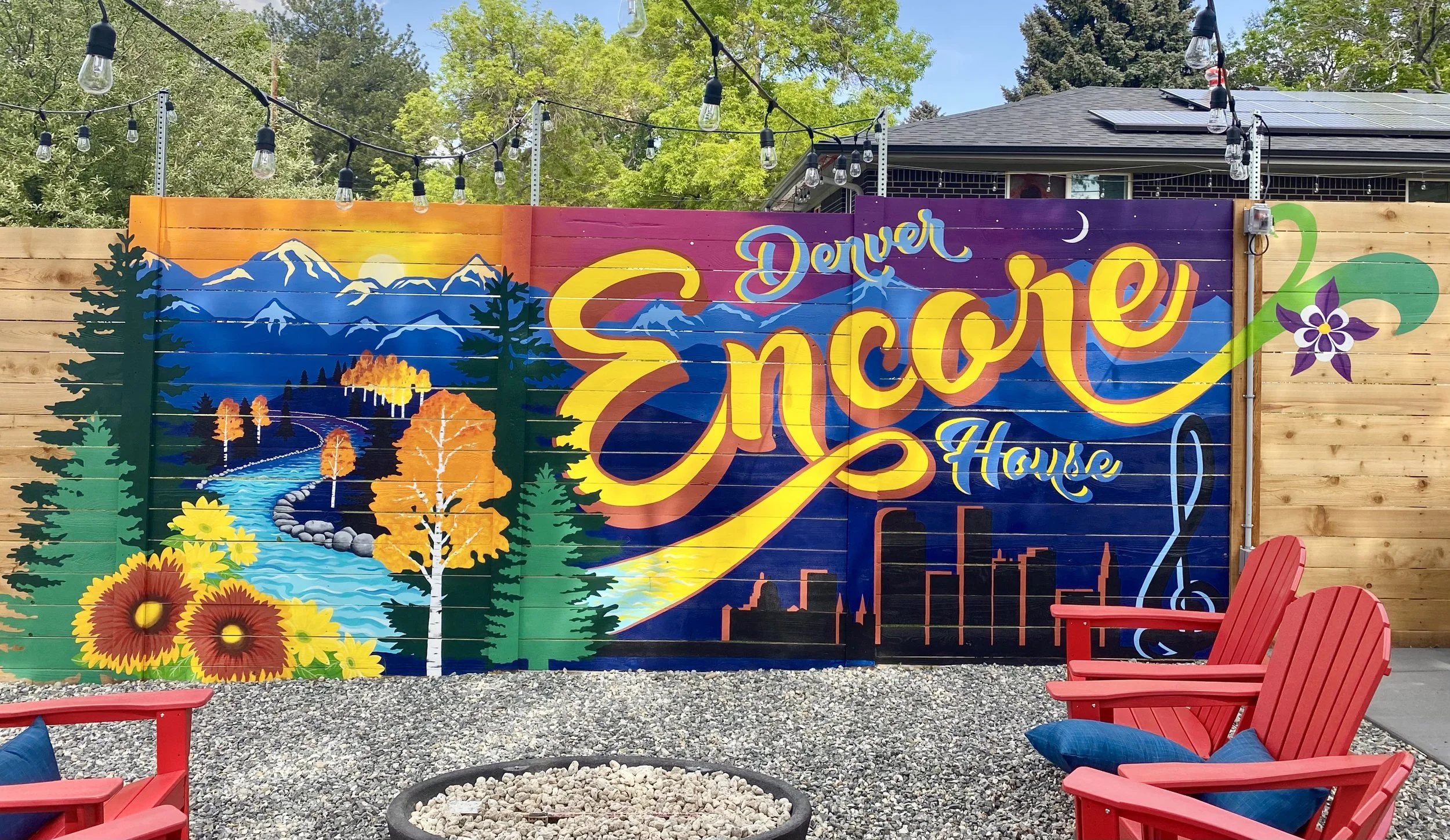 Mural for backyard of an AirBnB, Centennial, CO, 2025
