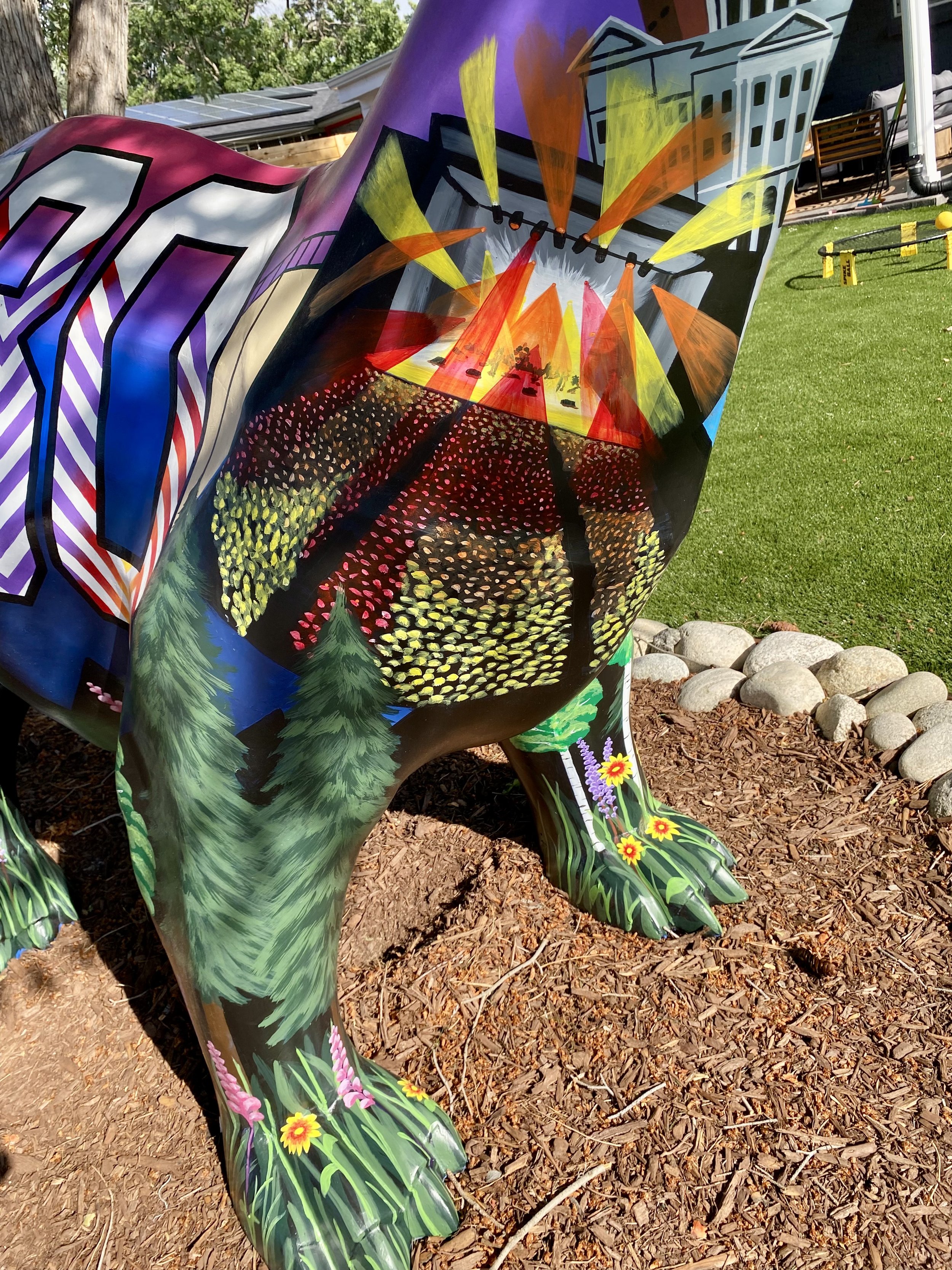 'Denver Dino', Painting on a dinosaur sculpture for an AirBnB (detail), Centennial, CO, 2025