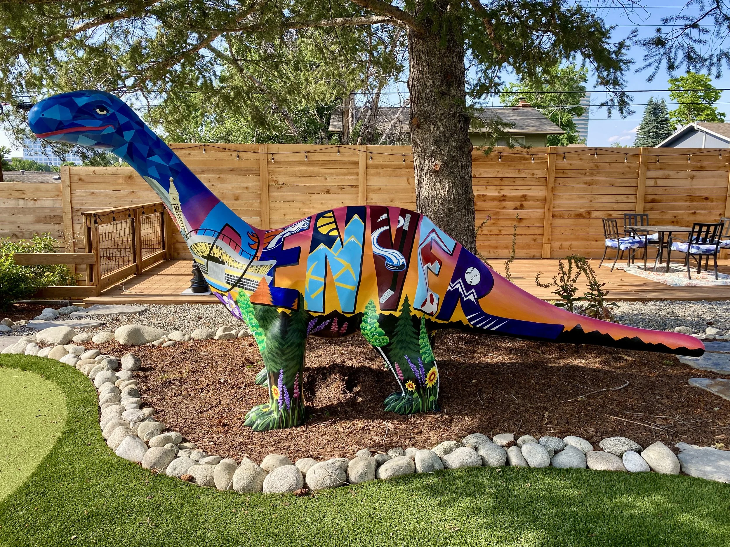 'Denver Dino', Painting on a dinosaur sculpture for an AirBnB, Centennial, CO, 2025