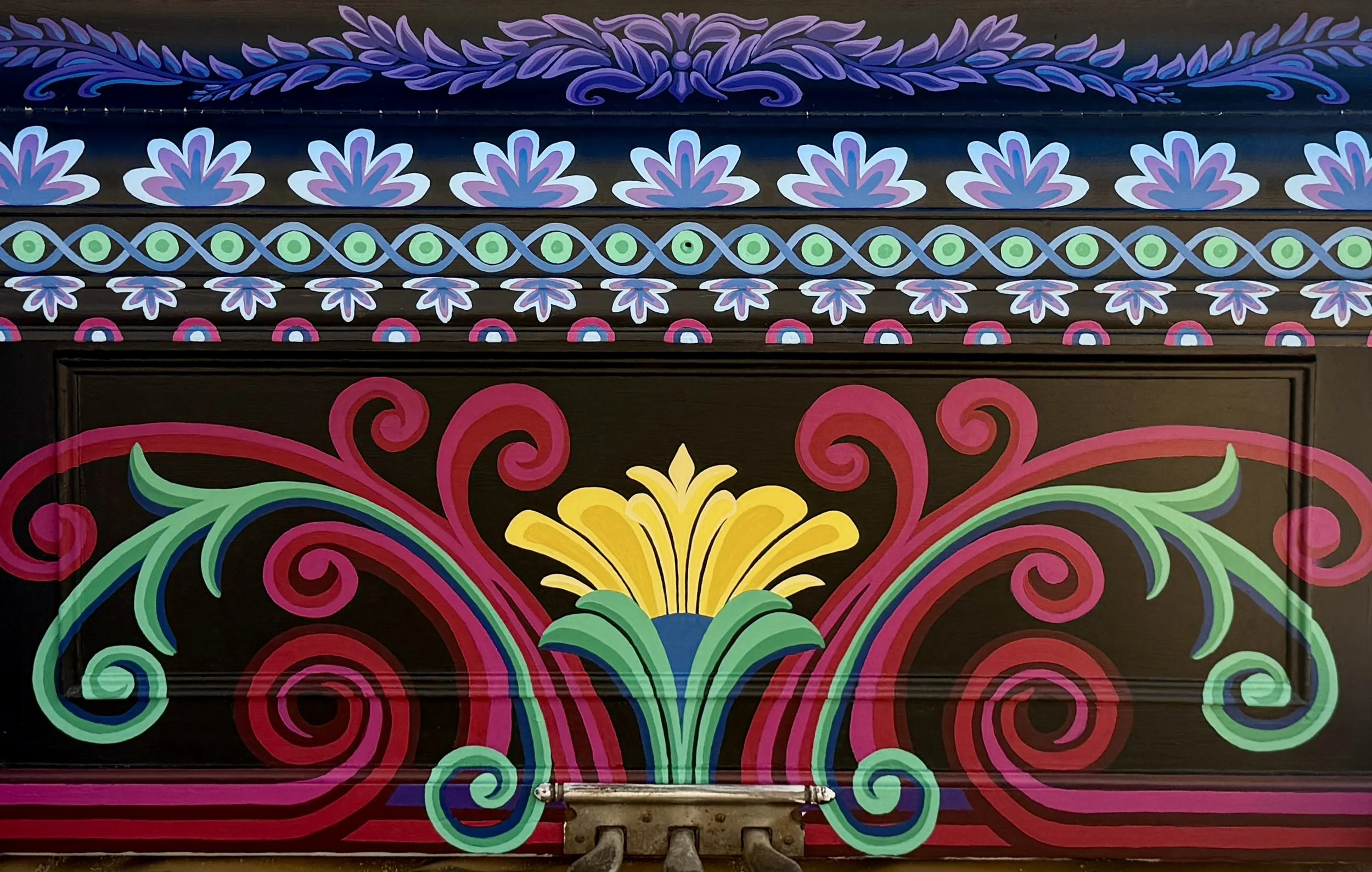 "The Design of Rhythm" painted piano (detail), 2026
