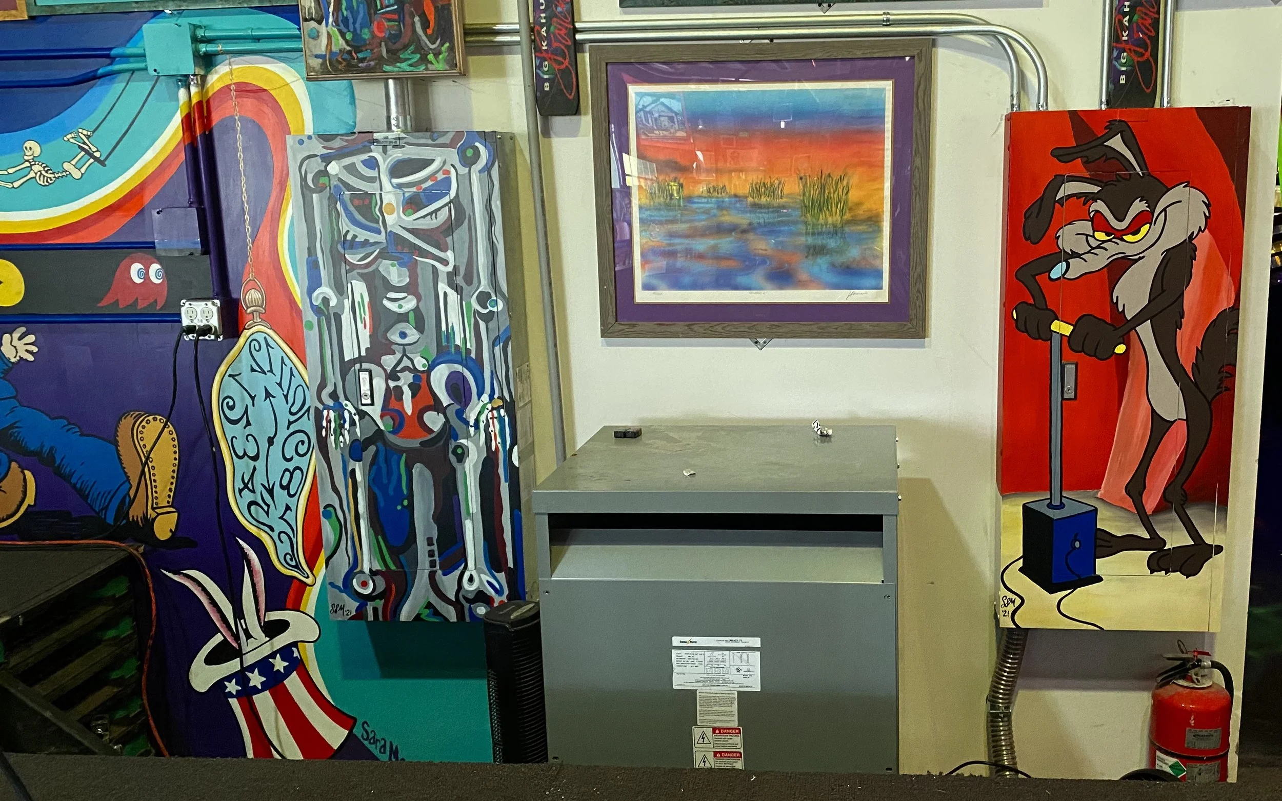 'Feed Your Head' Stage Wall & Door mural (detail), music venue, Denver CO, 2021