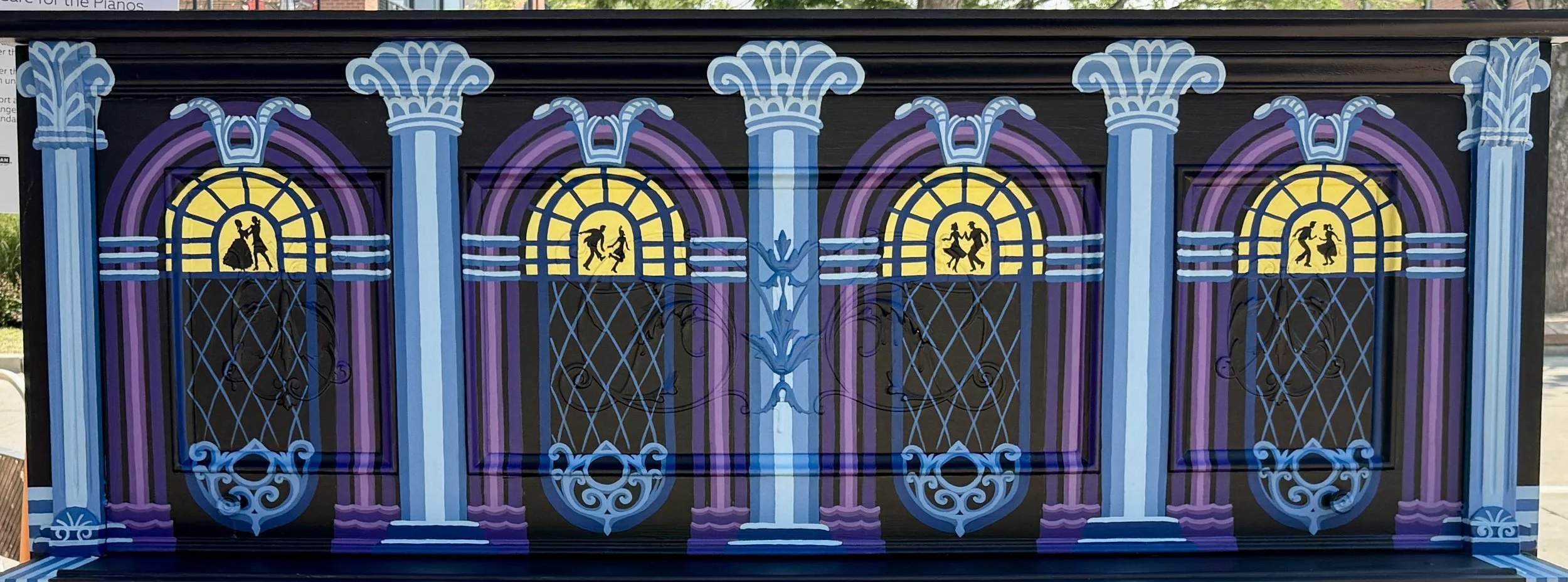 "The Design of Rhythm" painted piano (detail), 2026