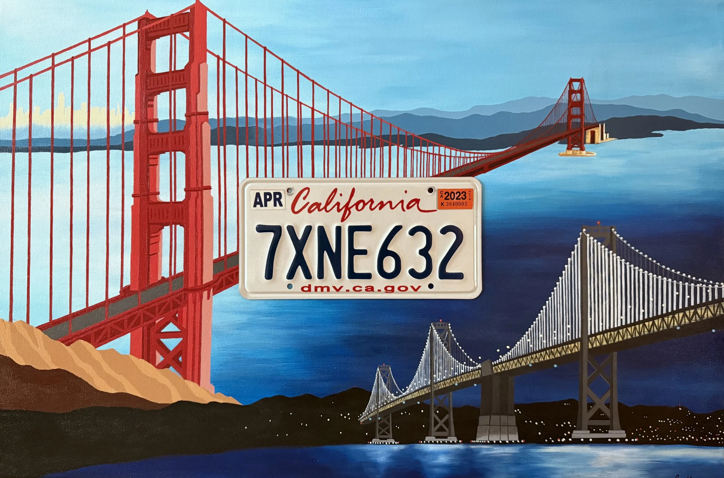 Bay Area Bridges, Acrylic on Canvas, 24"x36", 2026