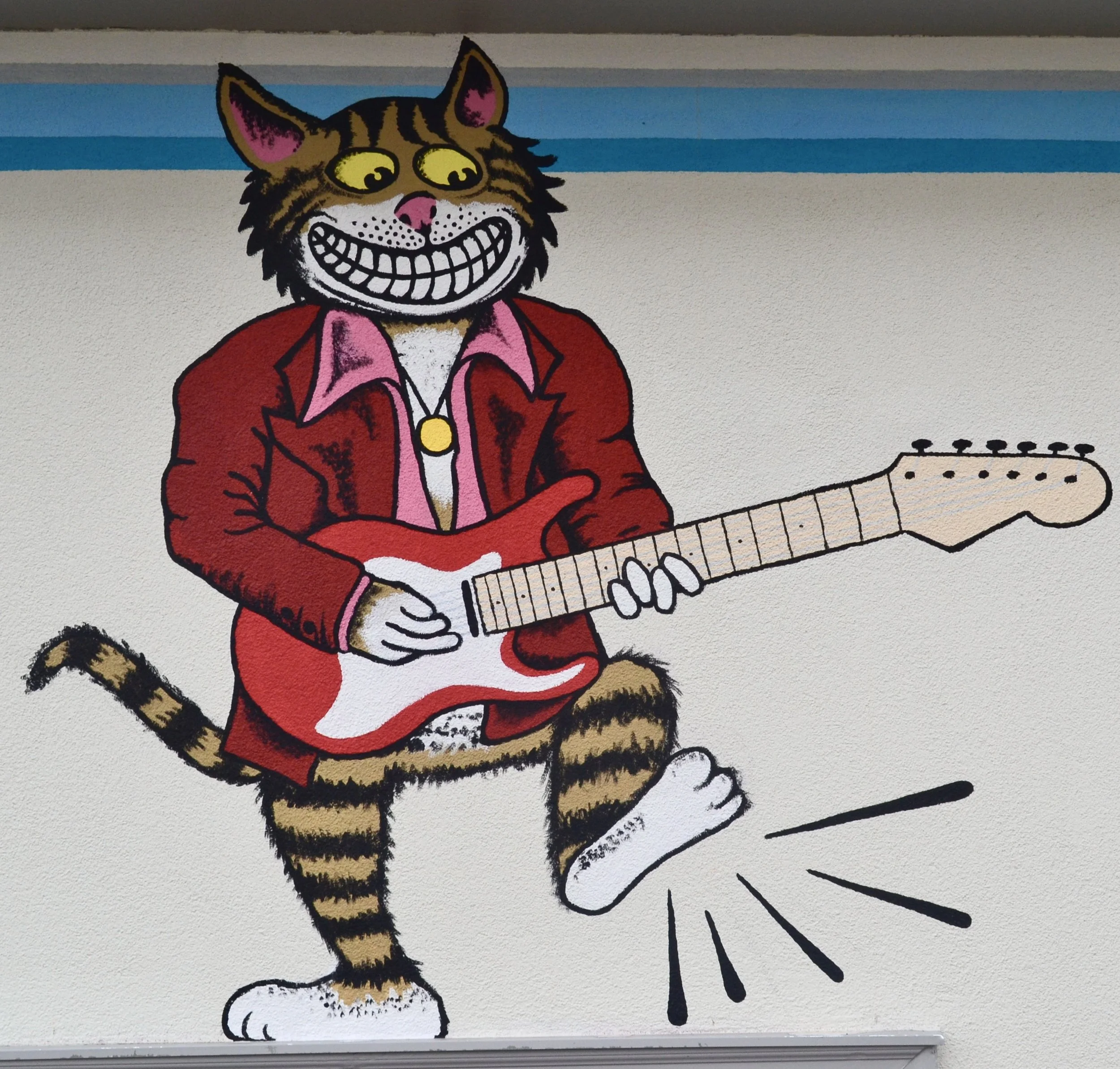 'Hey Diddle Diddle, The Cat & The Strat' mural for private residence (detail), Denver CO, 2018