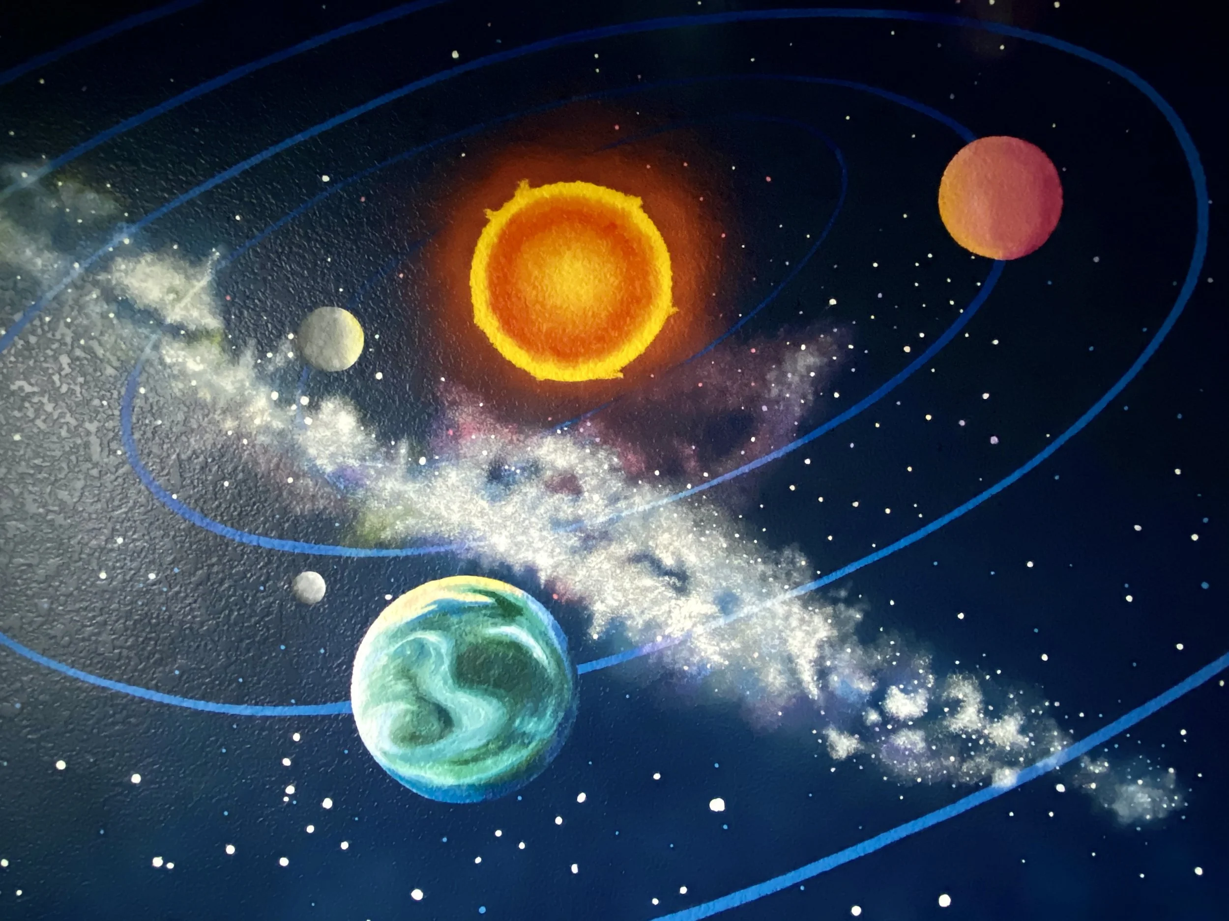 Solar System mural (detail), private residence, Denver CO, 2021