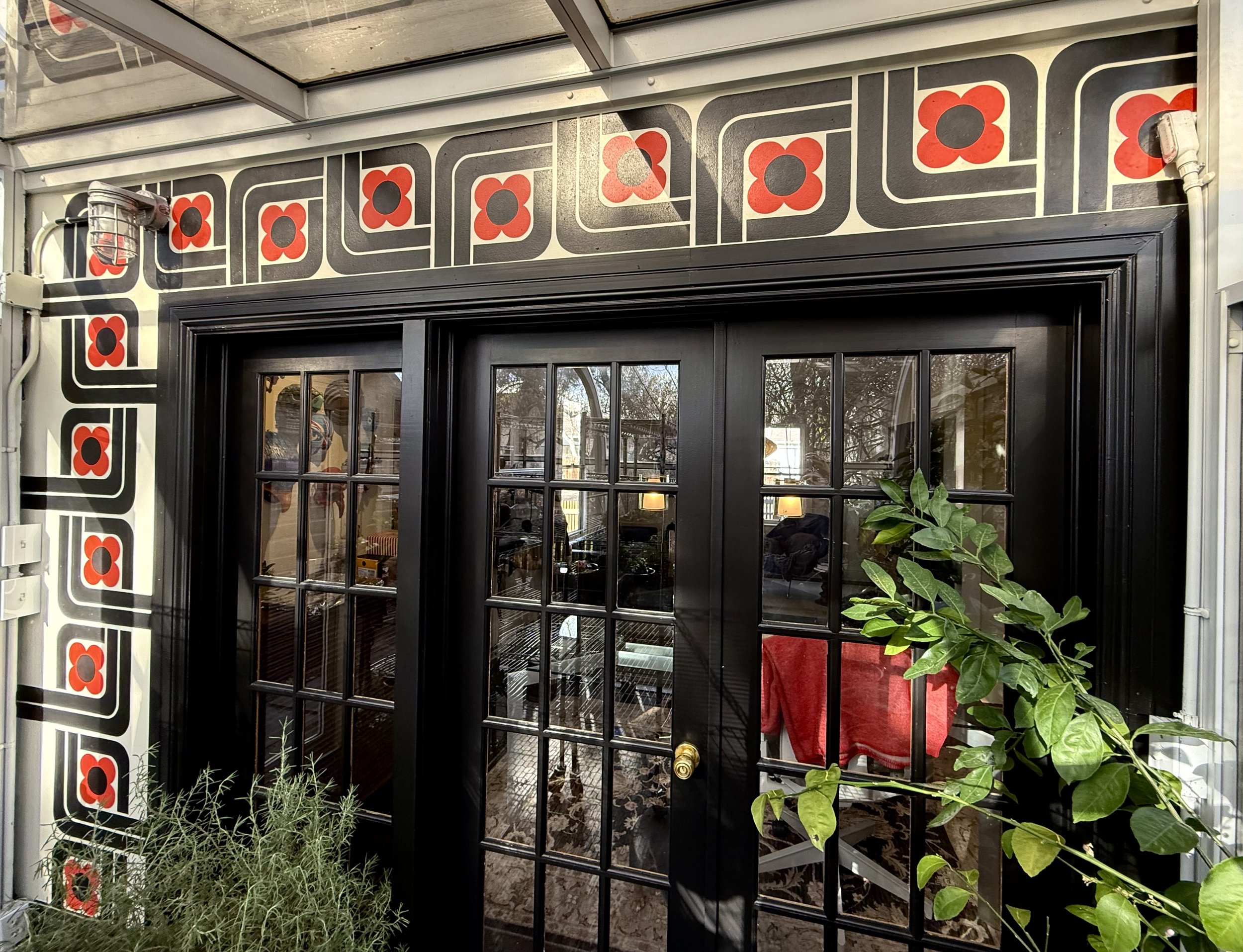 Greenhouse mural flanking French doors, private residence, Denver, CO, 2025