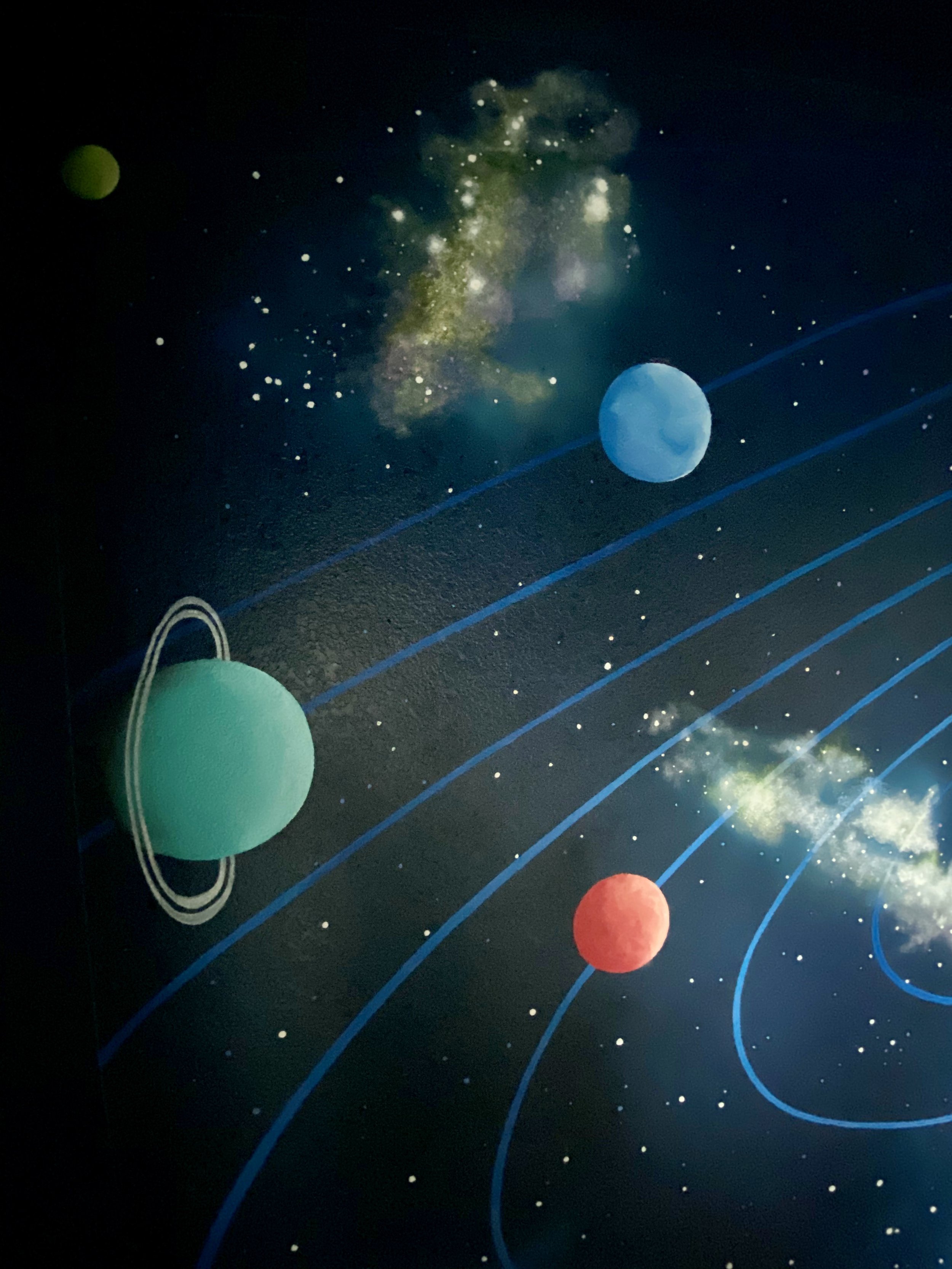 Solar System mural (detail), private residence, Denver CO, 2021