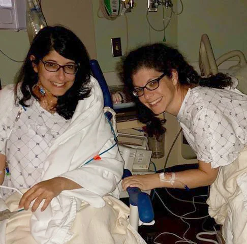 Emily (right) and Este after surgery.