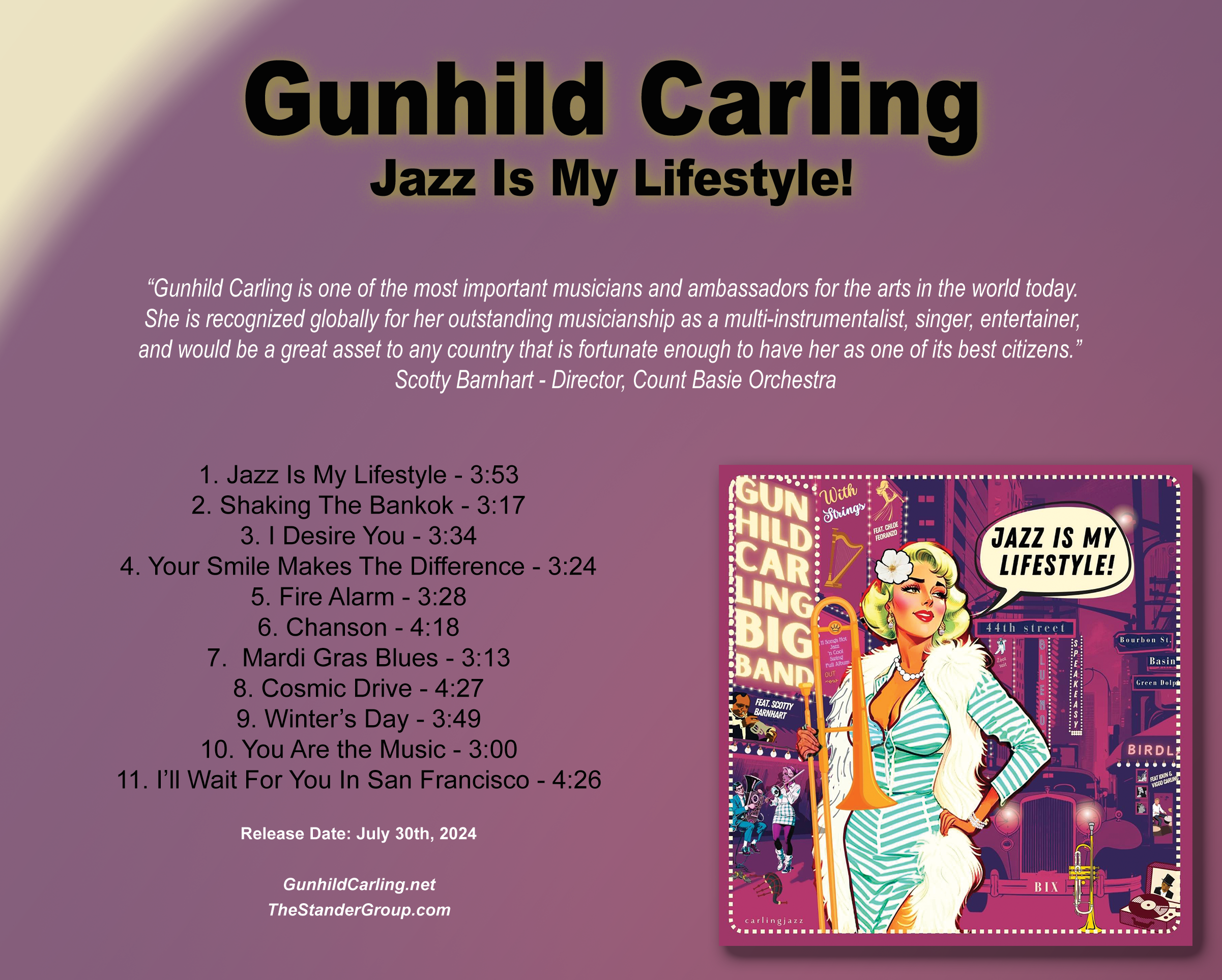 Gunhild Carling to Release New Big Band Jazz CD 'JAZZ IS MY LIFESTYLE'  Image