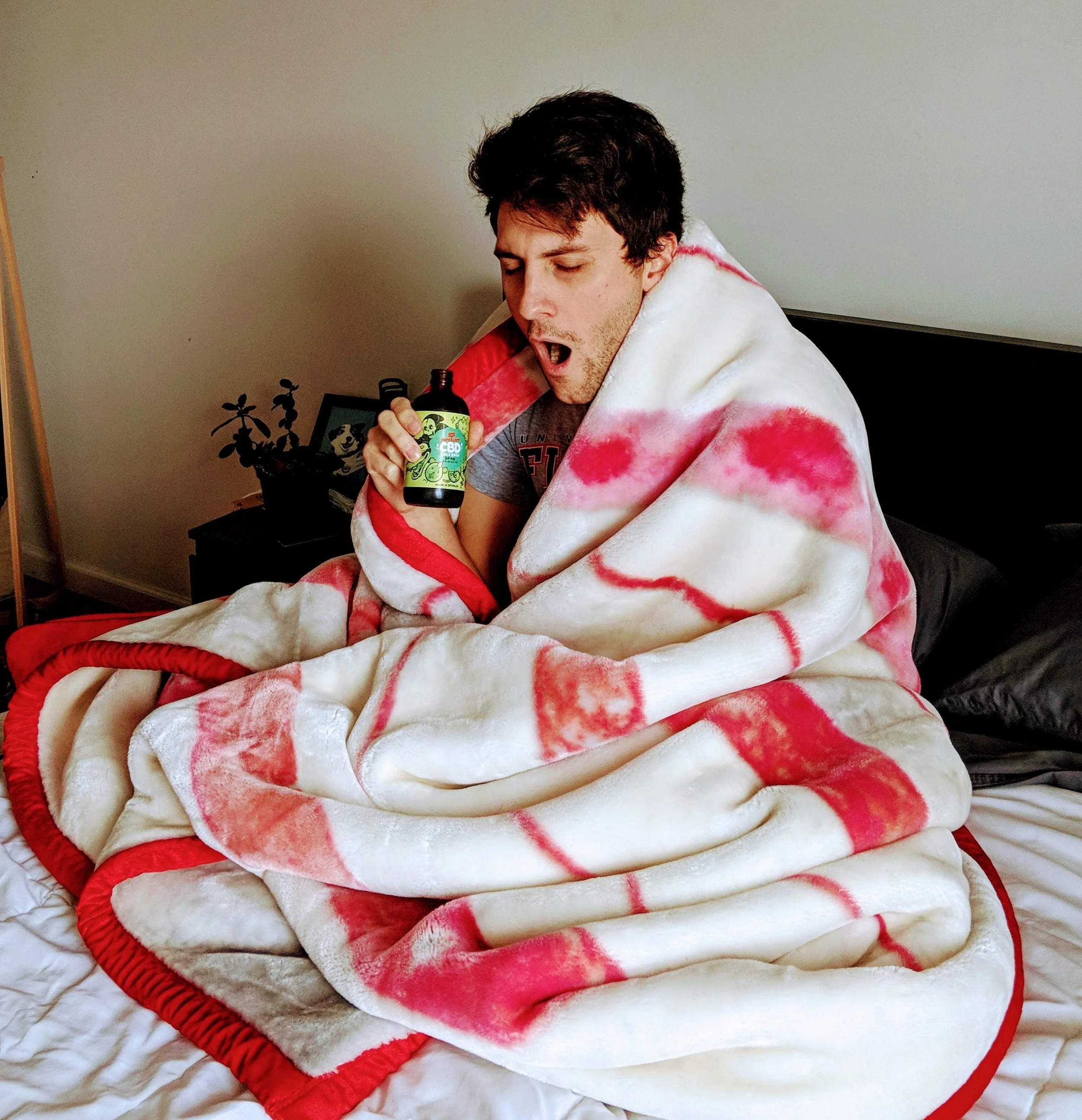 Our very own David waking up the only way he knows how, with the best CBD cold brew in New York.
