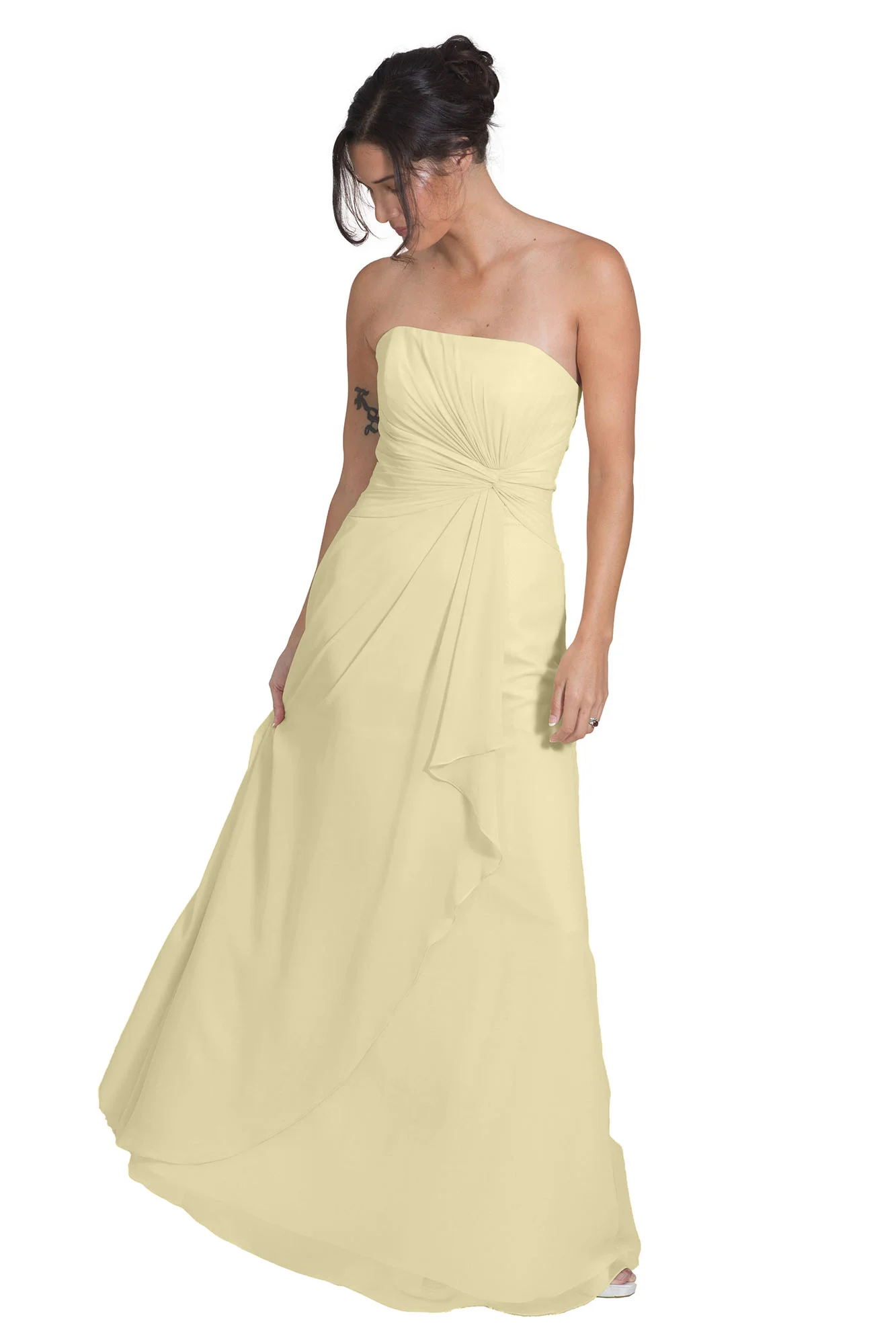 Bridesmaid Dress NZ April - Pale Yellow Front