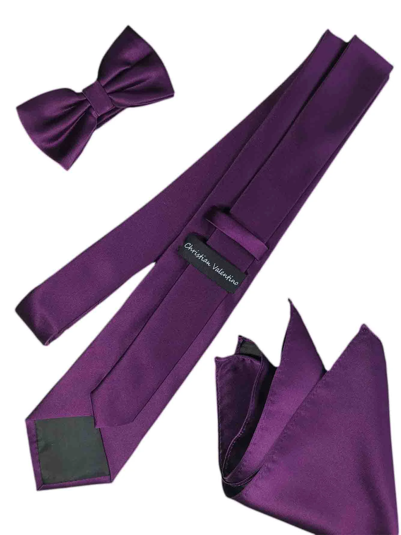 Dark Purple Groomsmen tie, bow tie & pocket square