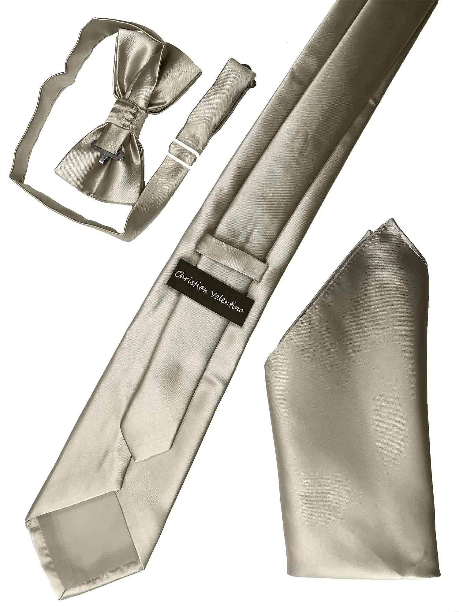 Platinum Groomsmen tie, bow tie & pocket square