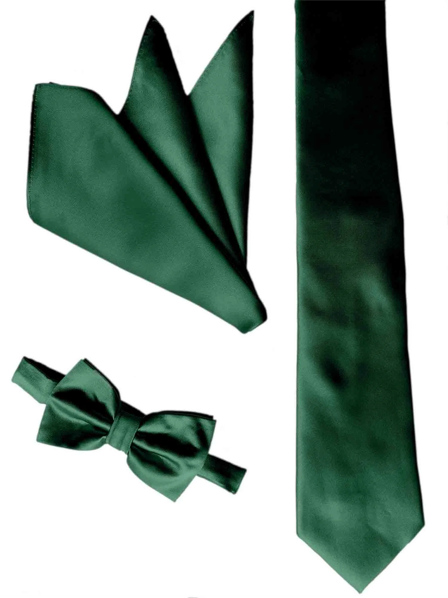 Forest Green Groomsmen tie, bow tie & pocket square