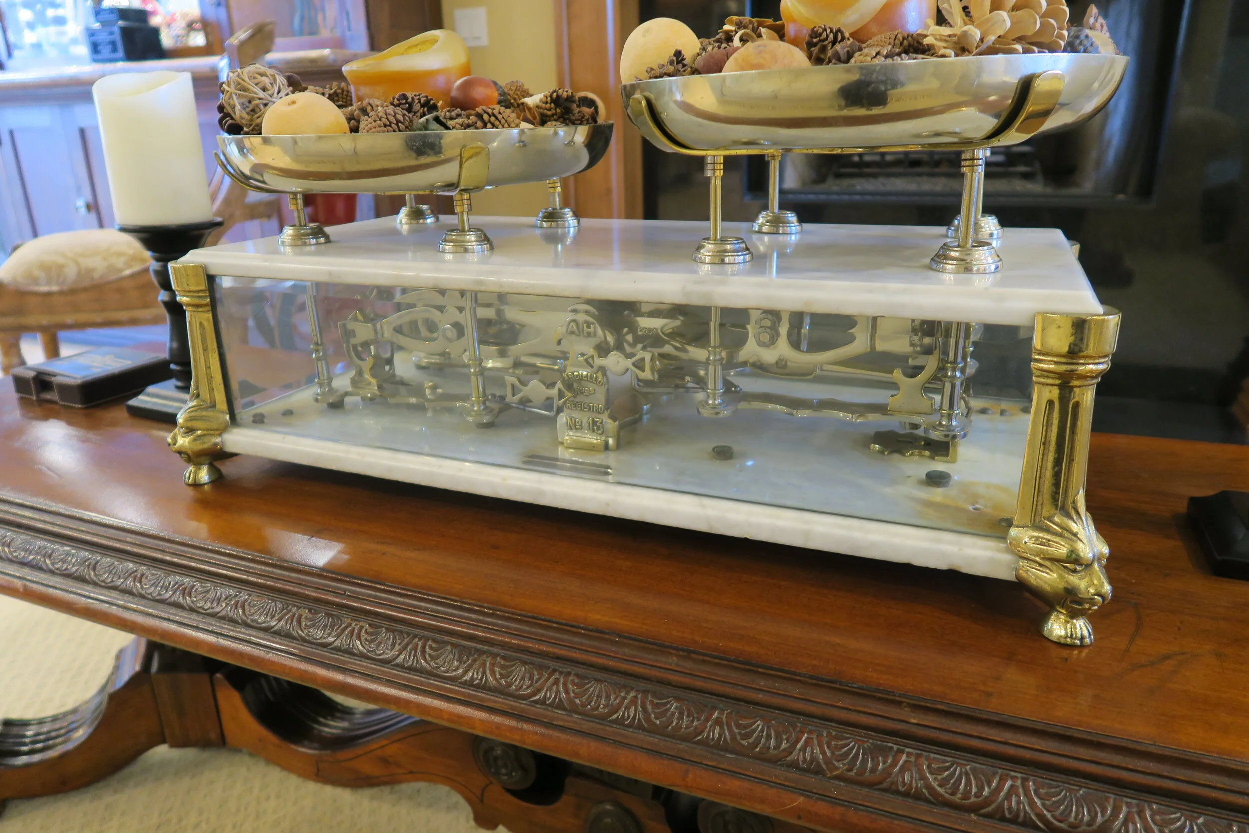 Rectangular Marble and Brass Two Plate Scale