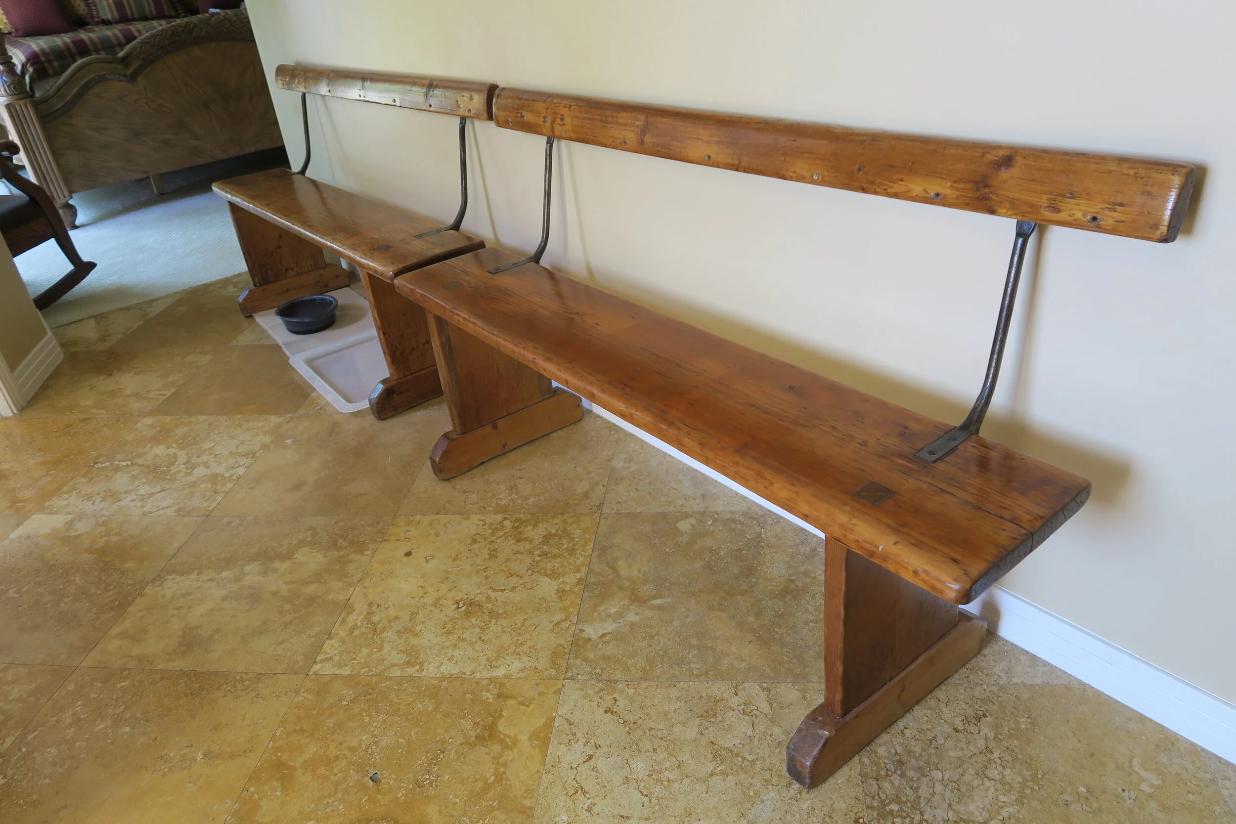 Pair of Walnut Church Pews