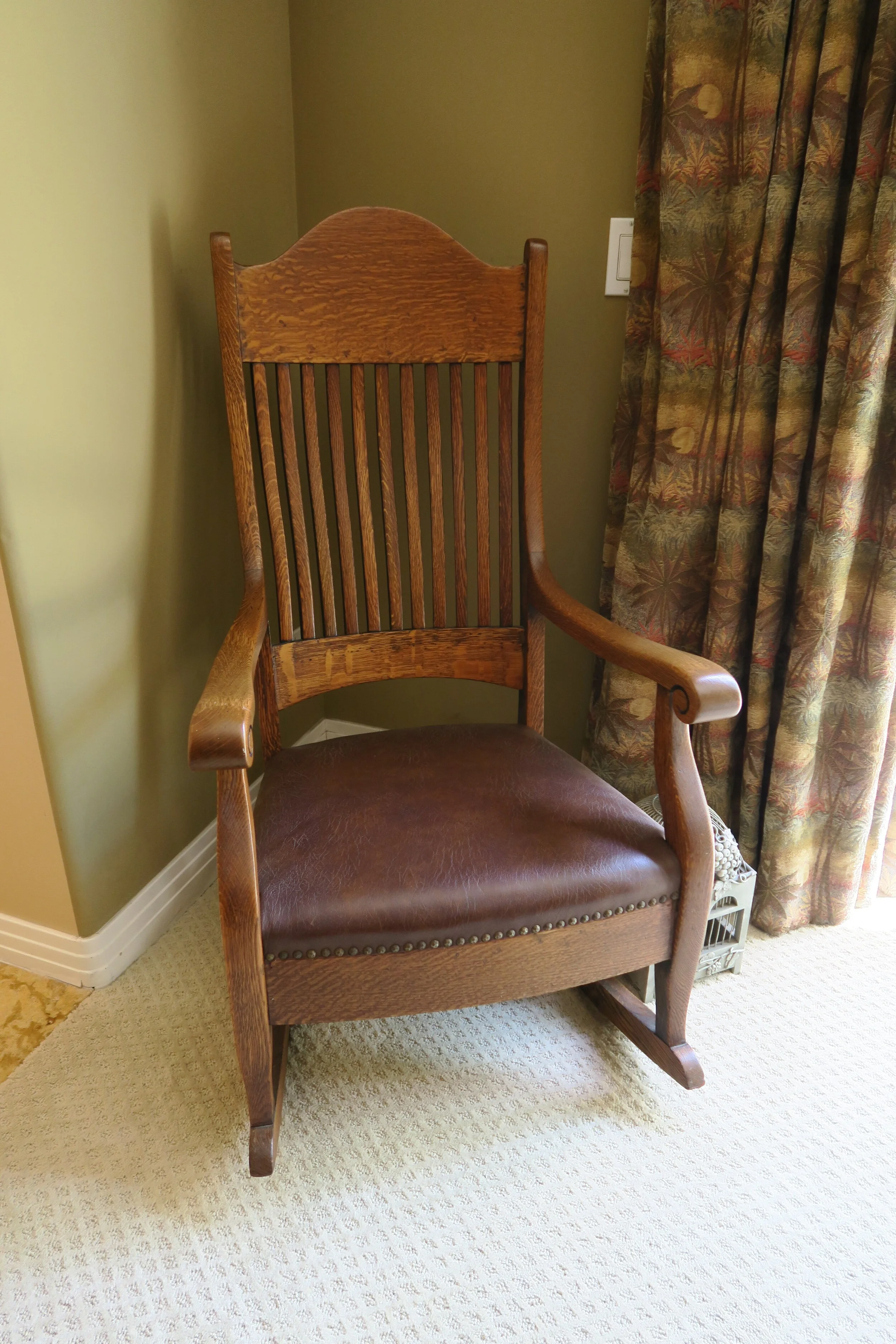 Victorian Oak Rocker with Nail Heads