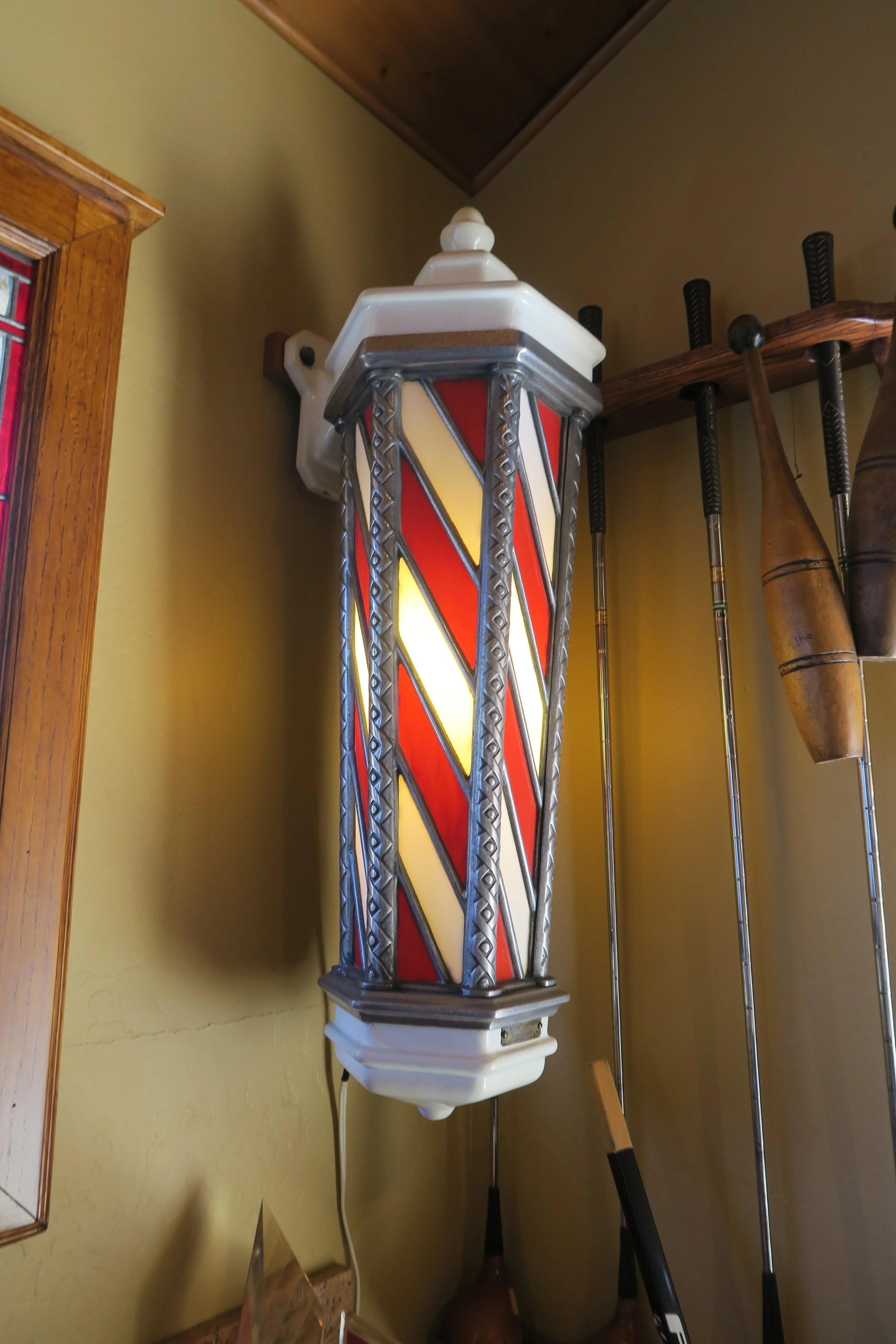 Koken Companies, Wall Mounted Porcelain Lighted Barber Sign