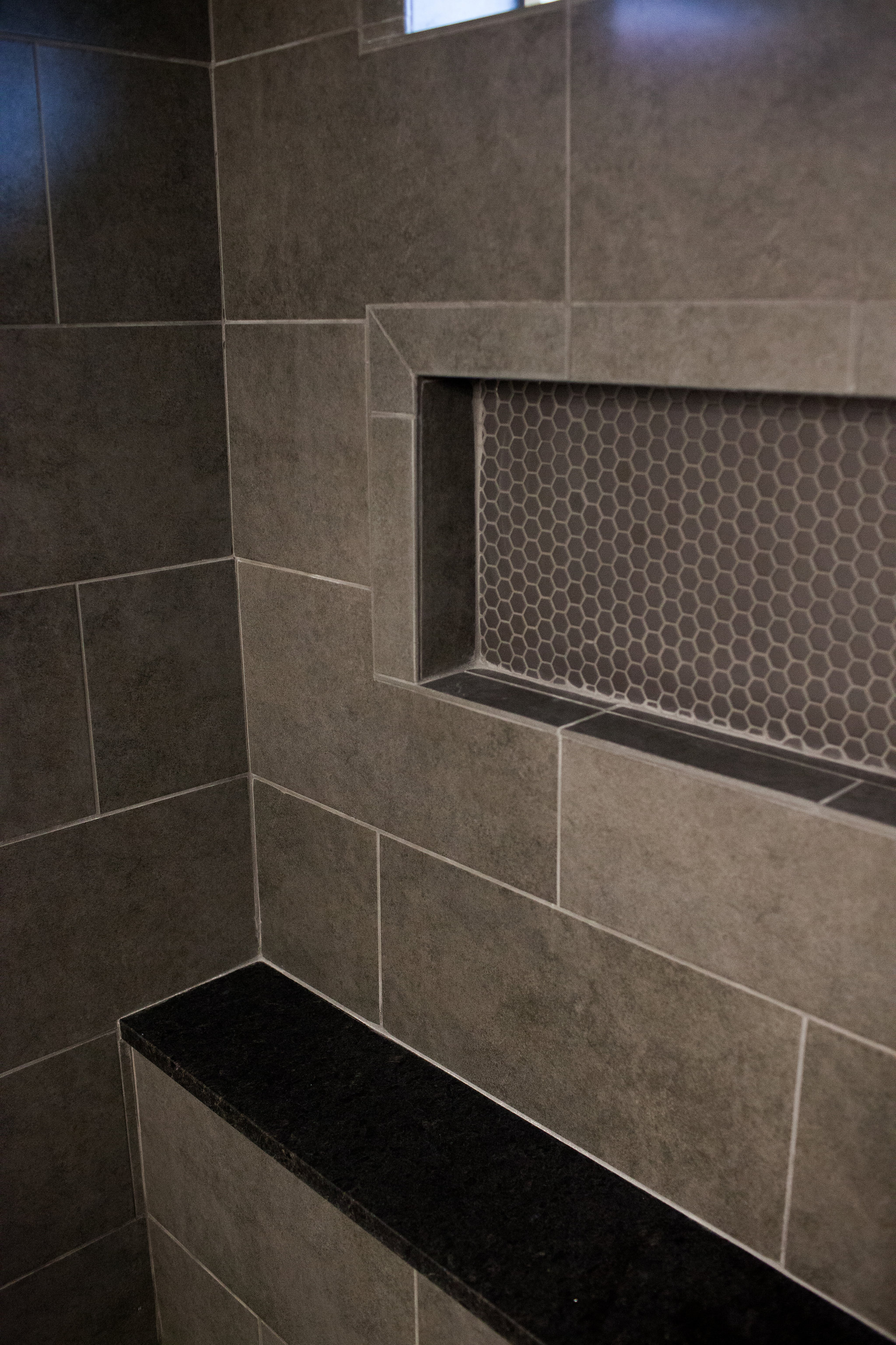 Custom Home Gray Tile Bath