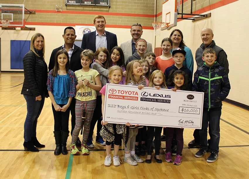 Toyota Financial Services' Area Representative John Martinez recently joined DAA Northwest's Bob McConkey and David Pendergraft in presenting $16,000 to Boys & Girls Clubs of Spokane County