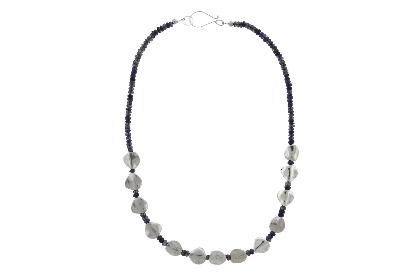 one-of-a-kind: Iolite and Silver Disc Necklace