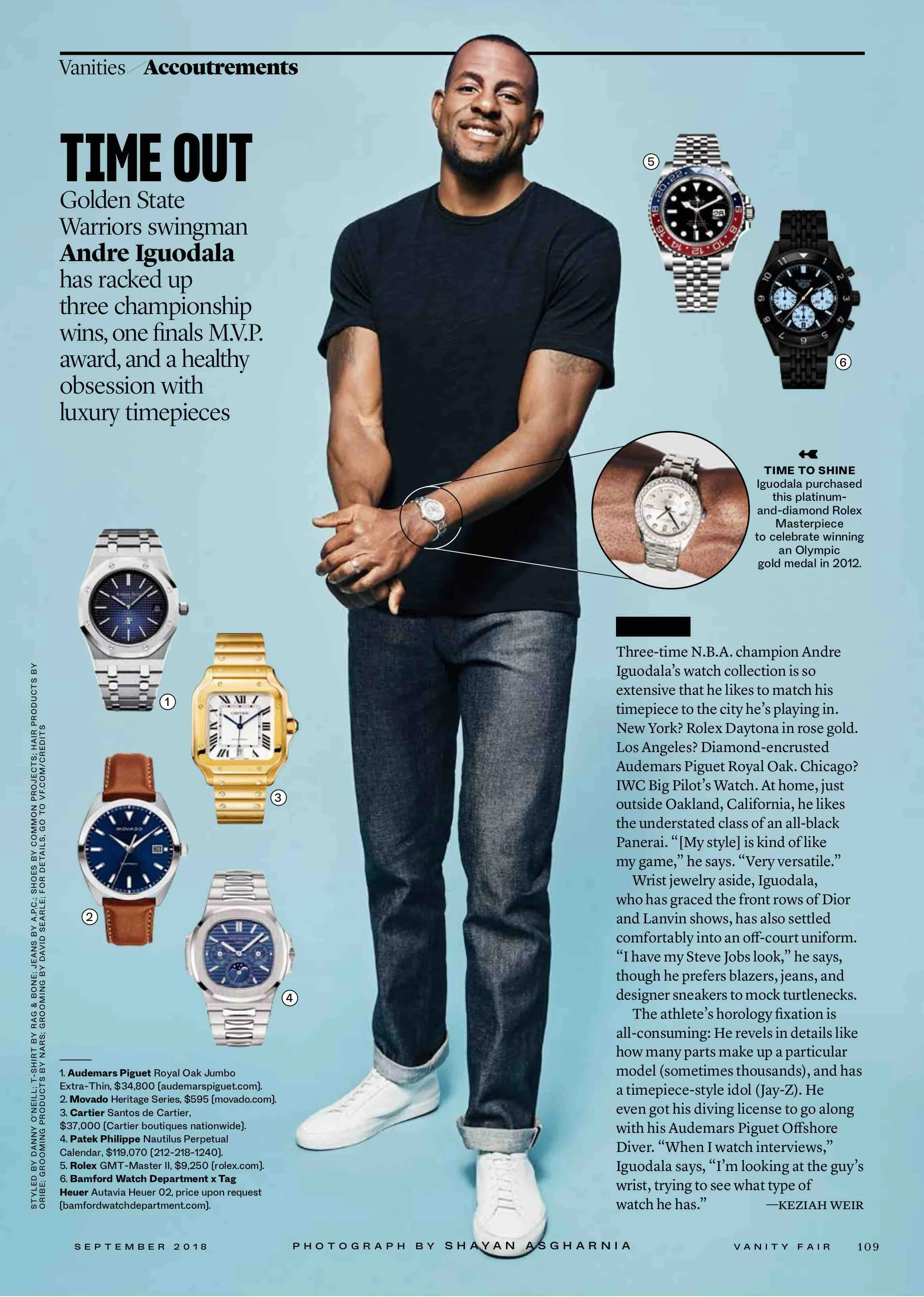  editorial photography of Andre Iguodala for Vanity Fair by Shayan Asgharnia wardrobe styling by Danny O'Neill wardrobe stylist San Francisco 