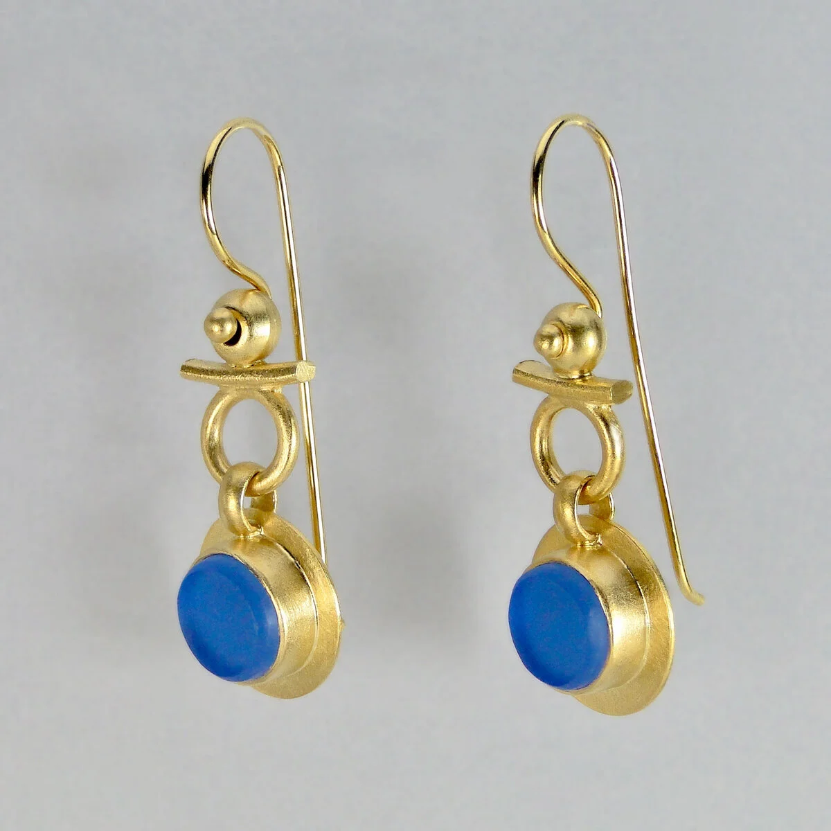 Egyptian Round Earrings in Gold with 