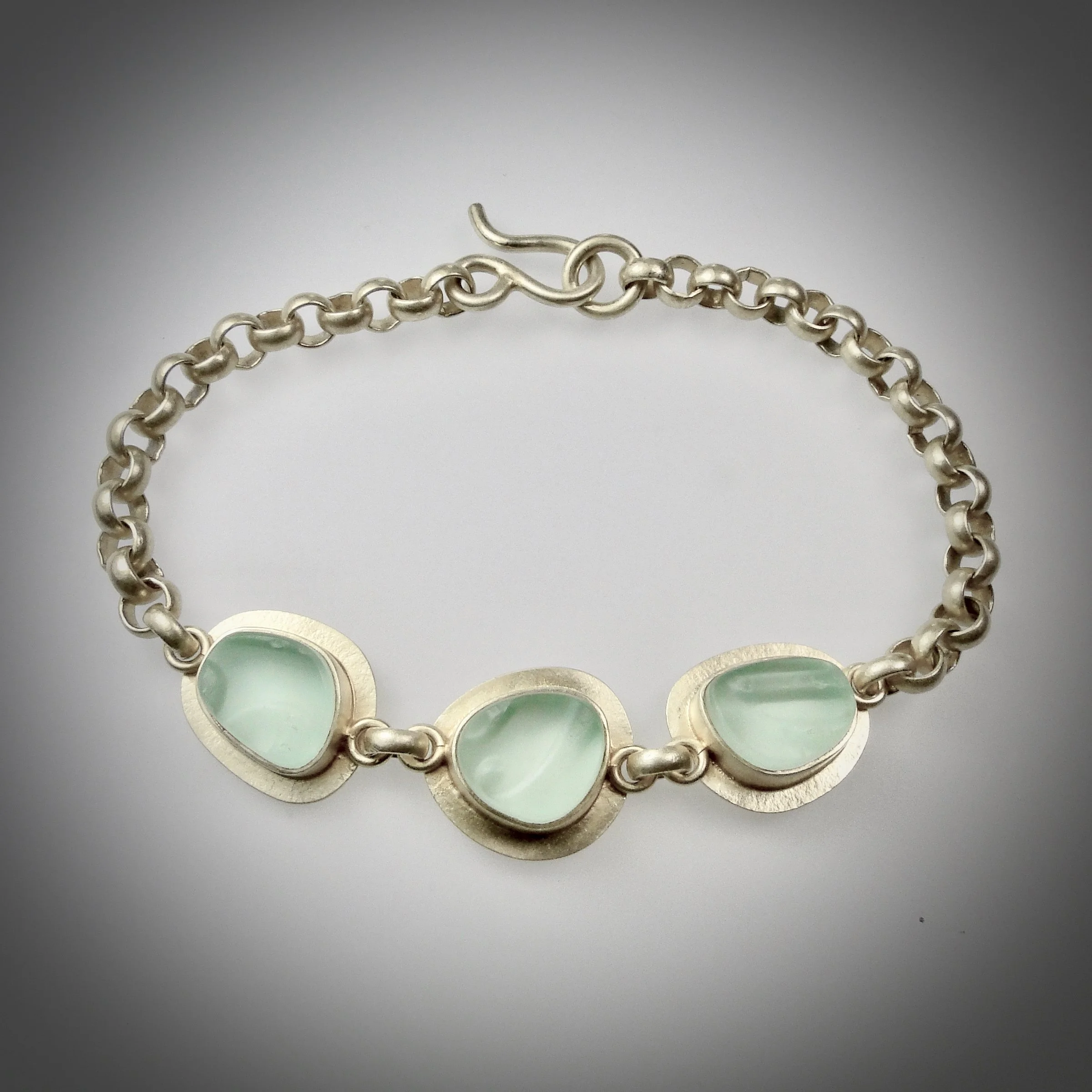 Classic Chain Bracelet with Three Coke Bottle Shards