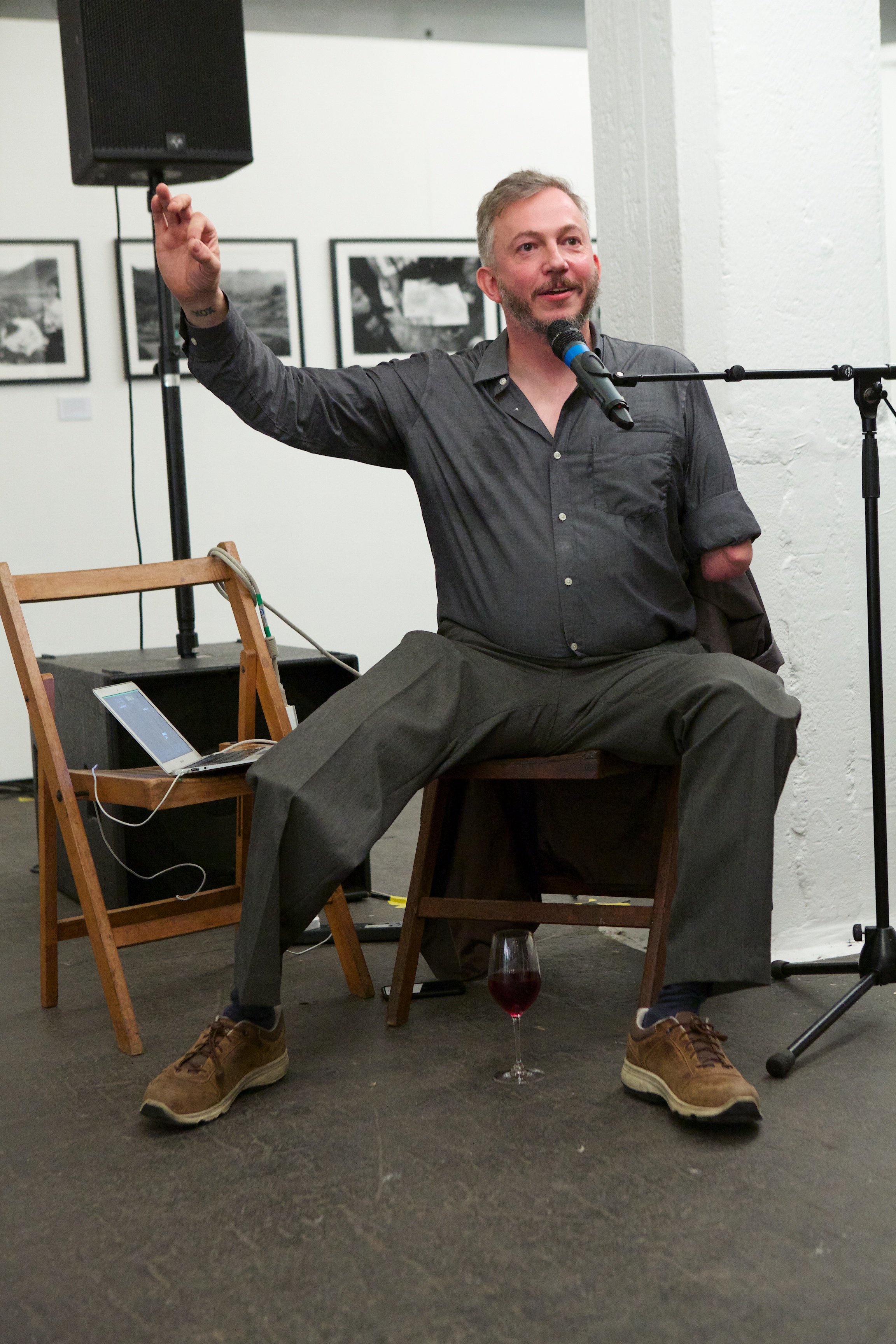 Giles Duly sharing stories from his exhibition