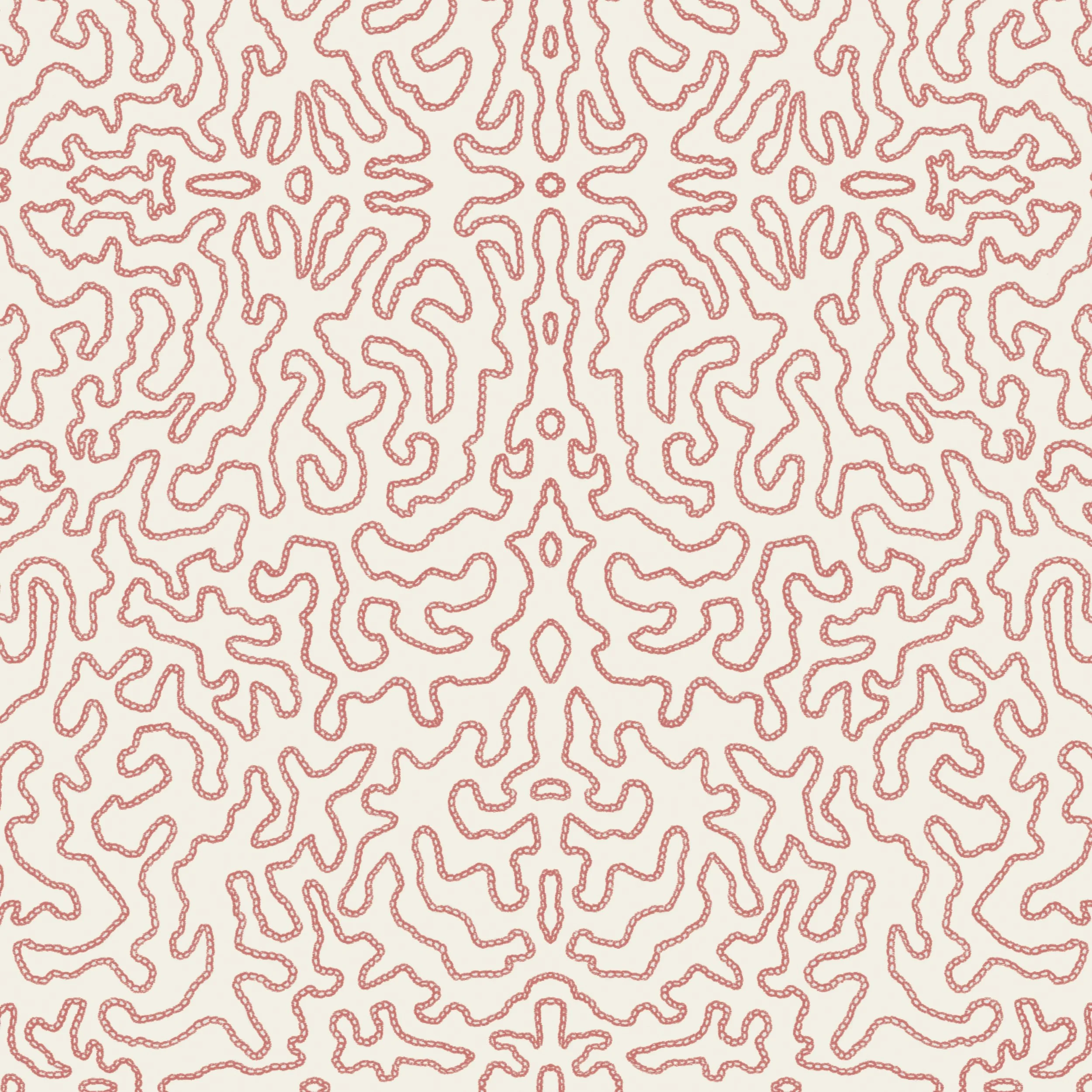 Vermiculair in Madder Red – Embroidered Linework, Detail View