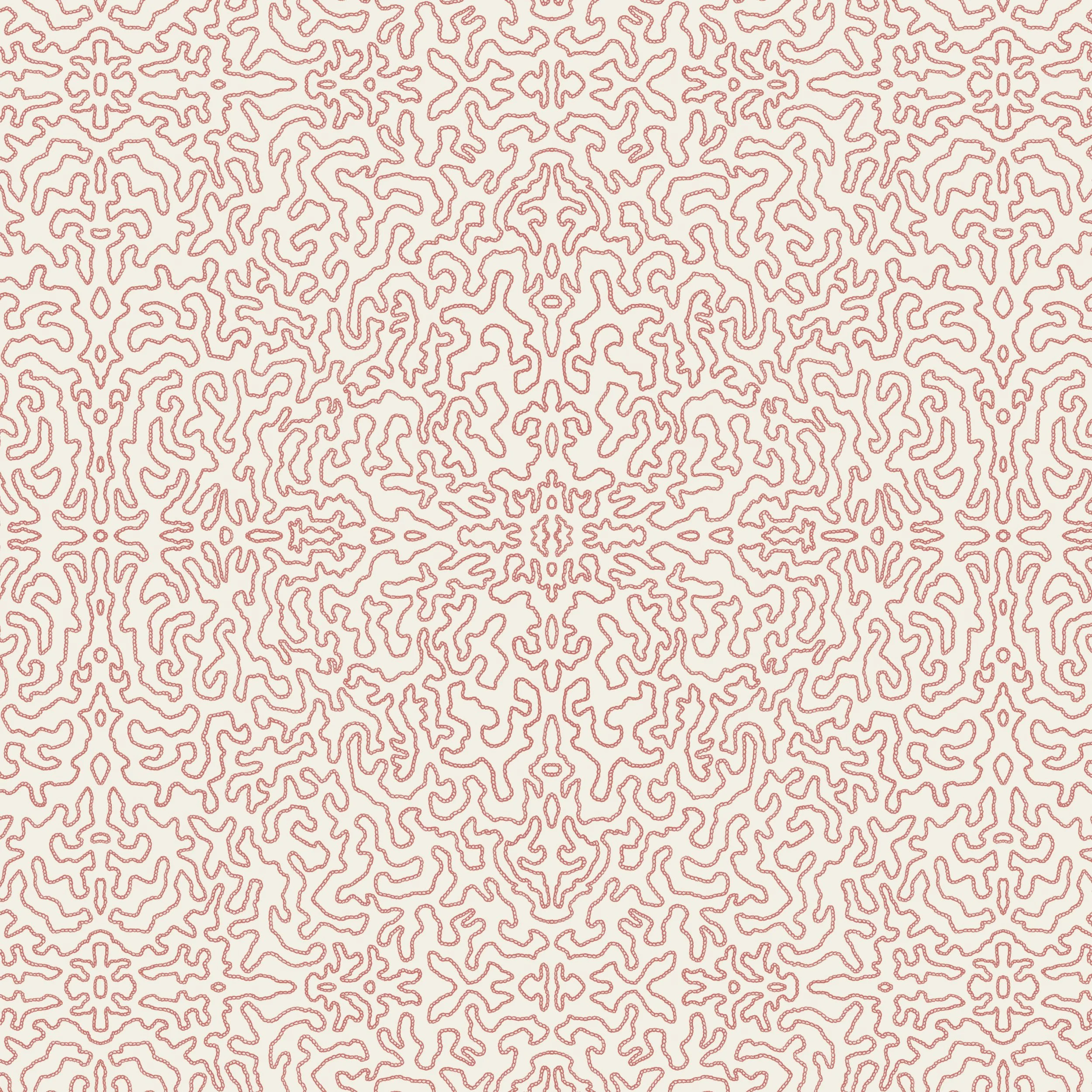 Vermiculair in Madder Red – Embroidered Abstract Wallpaper, Full Repeat