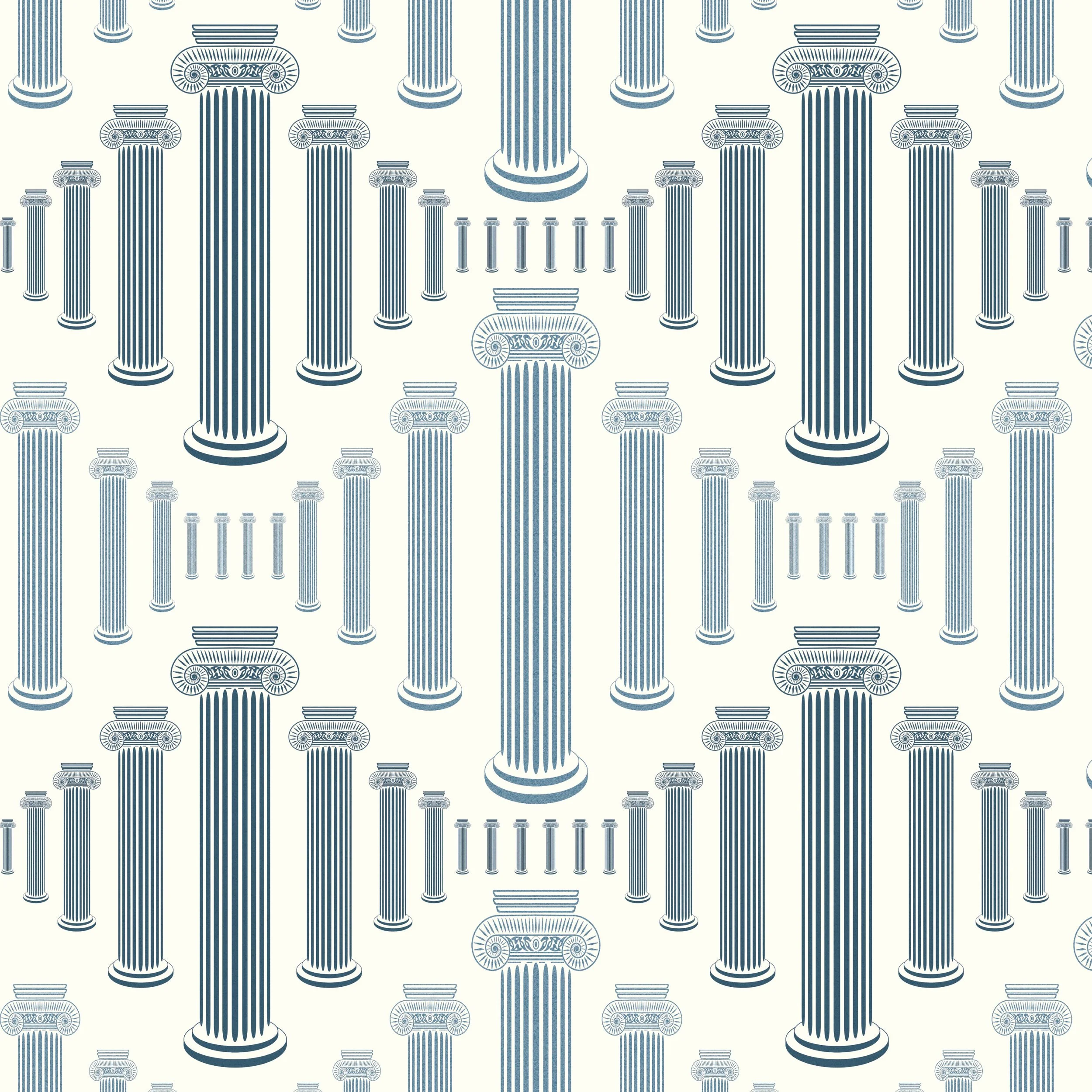 If Walls Could Talk – Fibonacci Colonnade in Prussian Blue on Ivory, Tiled Repeat View

A tiled repeat view of Fibonacci Colonnade in Prussian Blue on Ivory, showing how the 70 × 70 cm wallpaper repeat develops across a larger surface. The graduated 