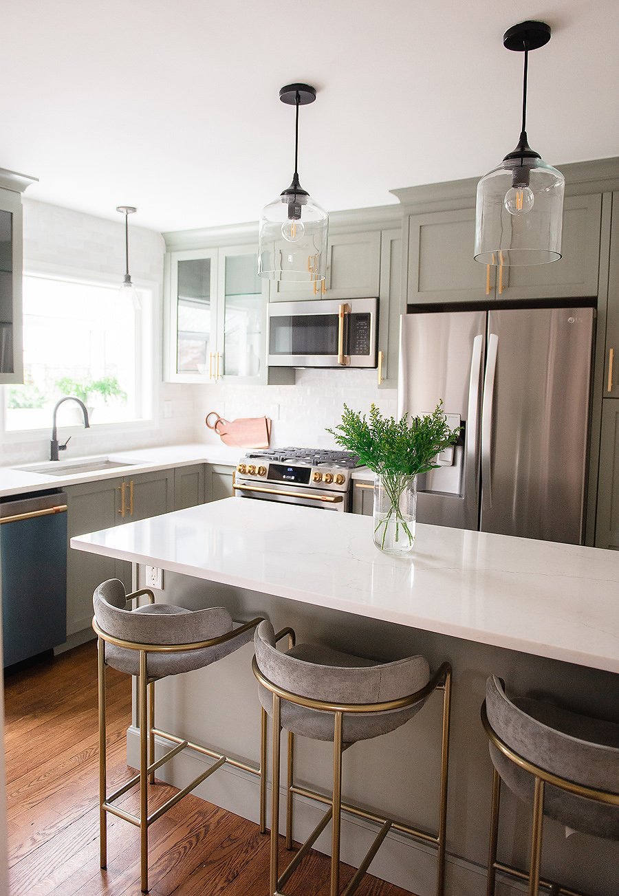 Kitchen with Green Cabinets