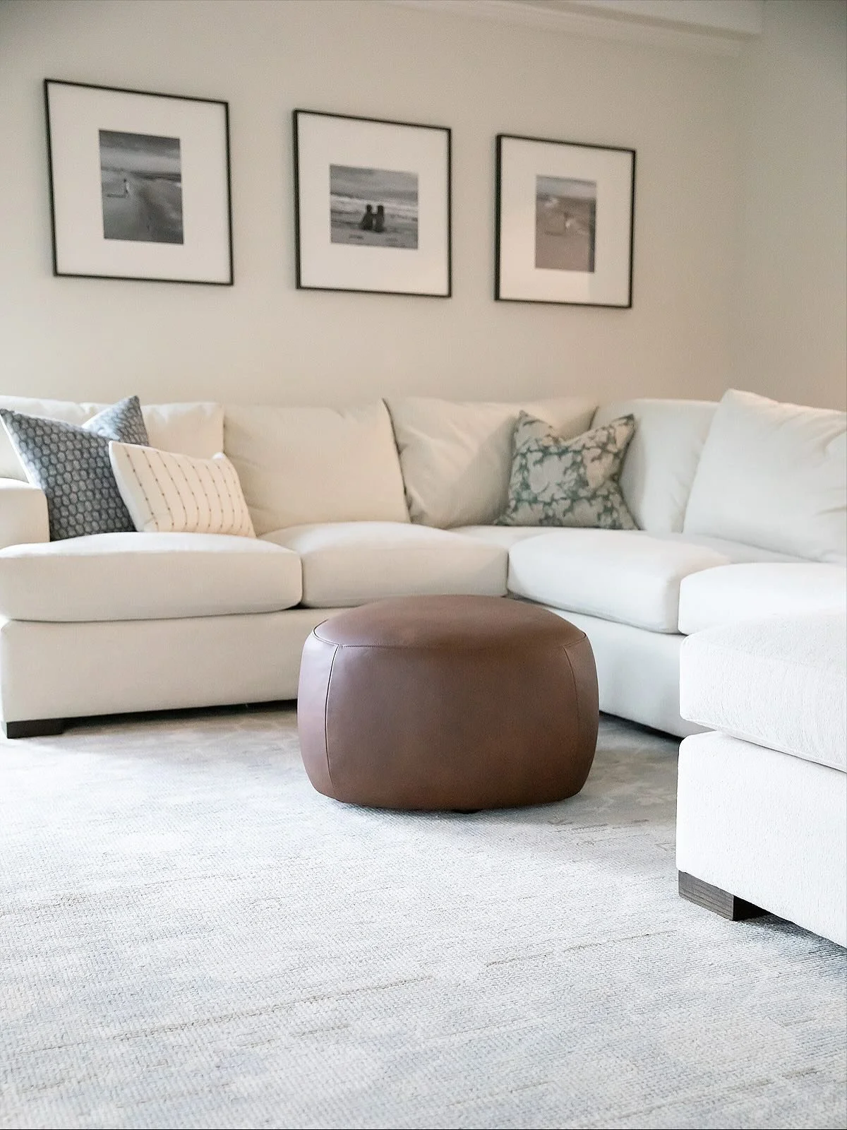 New project reveal! This living room was a blank slate as my clients moved from an apartment into a house and needed to fully furnish this space. It was so fun to see it come to life and compare to when I took the &ldquo;before&rdquo; photo this summ