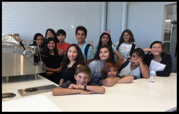 Students from DMHS visiting the Pinwheel Coffee construction site in August, 2017.