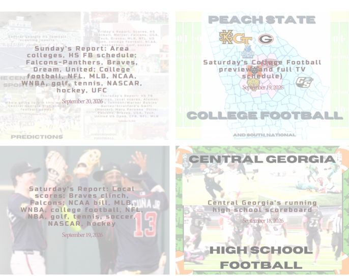 Saturday's Report: Ex-Mercer trainer; Braves, Falcons, UGA; MLB, Presidents Cup/Henley, college football, NFL, WNBA, tennis, soccer, NASCAR, NBA, hockey