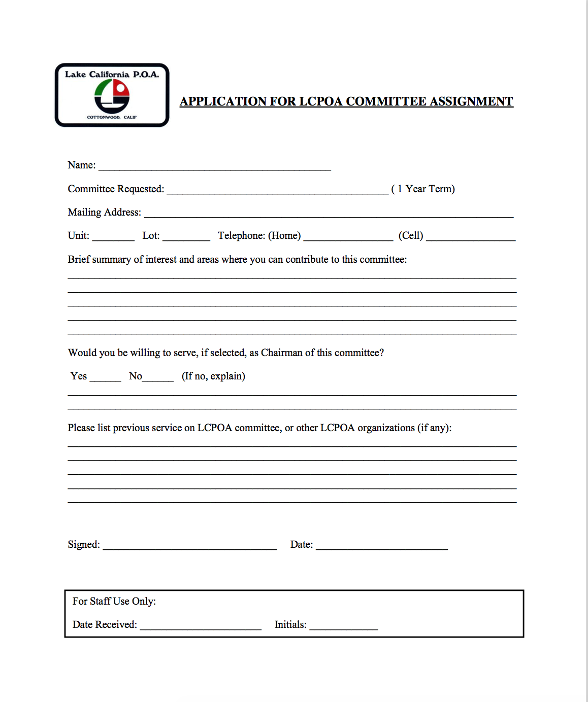 Committee Application Form