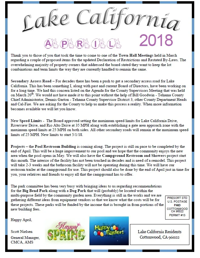 April 2018 Newsletter