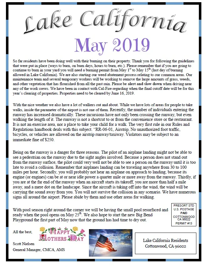 May 2019 Newsletter