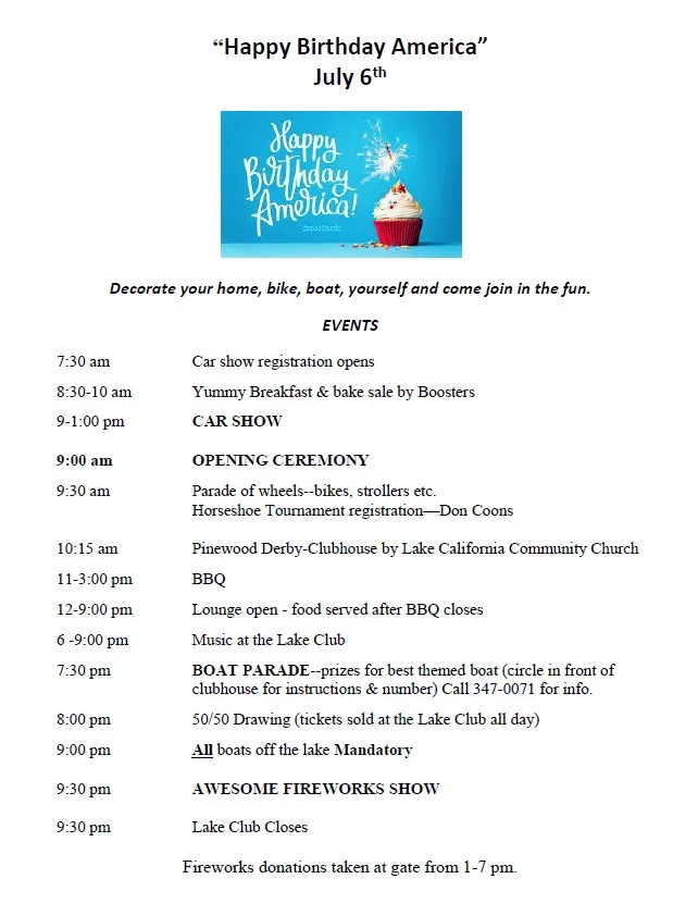 Fireworks Celebration Schedule