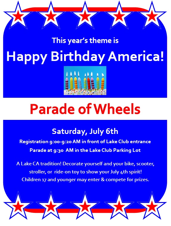 Parade of Wheels July 6th