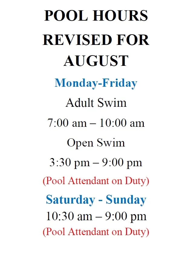 Revised Pool Hours 