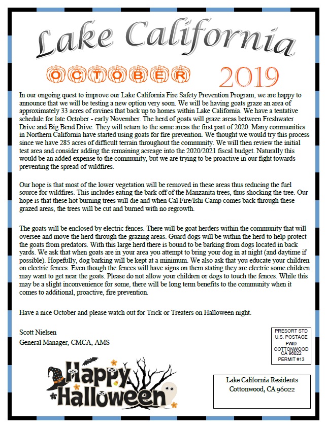 October 2019 Newsletter