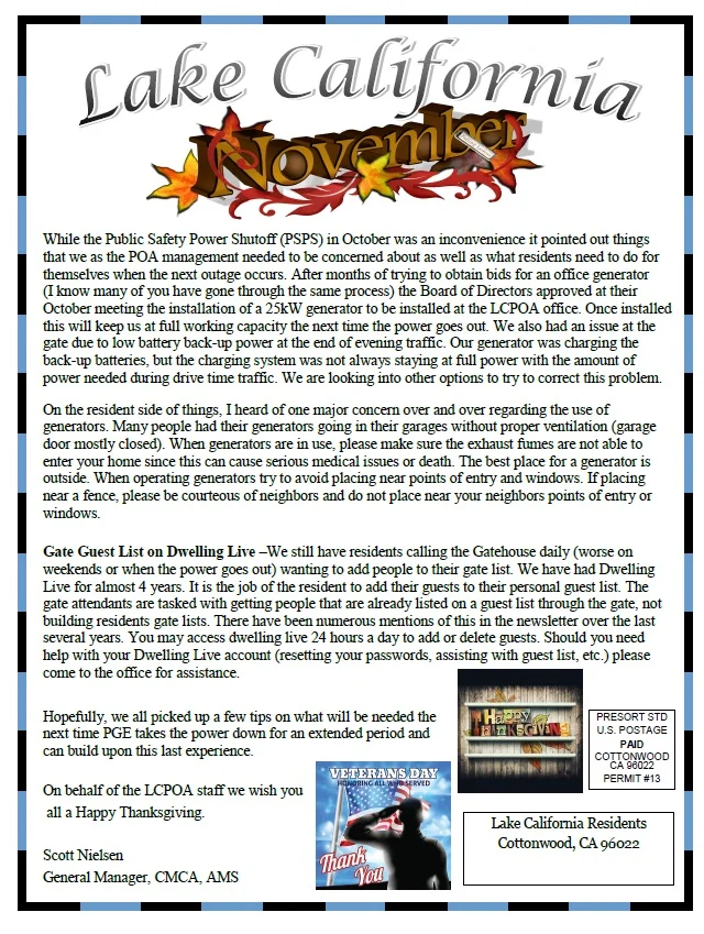 November 2019 Newsletter