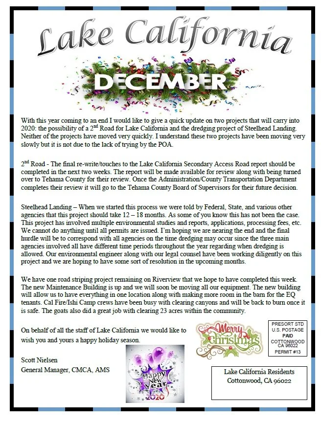 December 2019 Newsletter