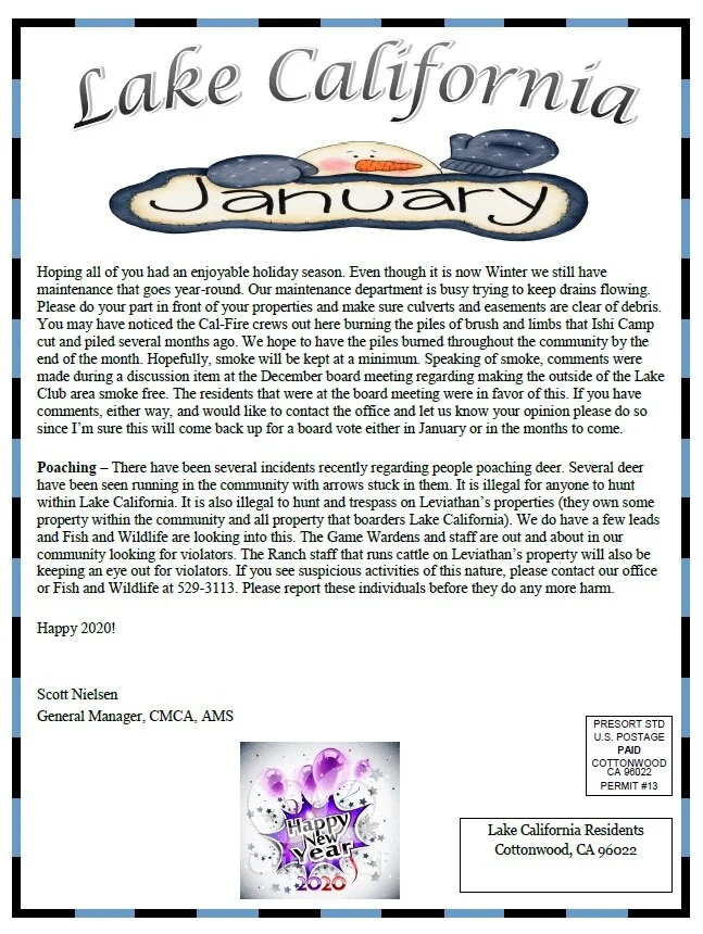 January 2020 Newsletter