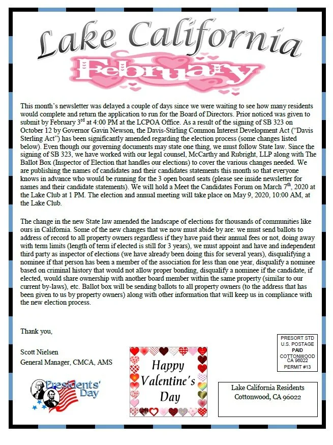 February 2020 Newsletter