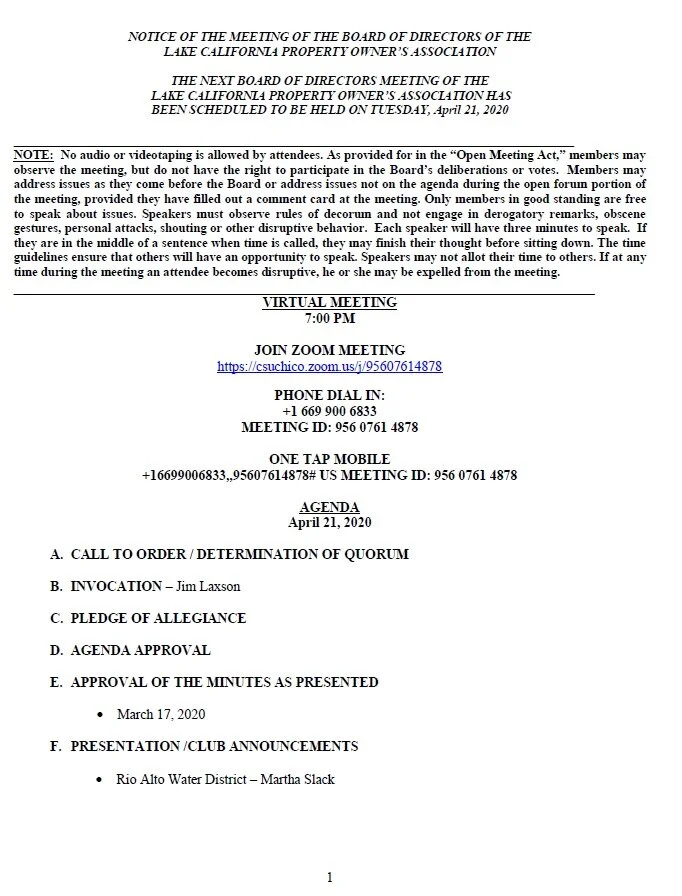 April 21st Board Meeting 